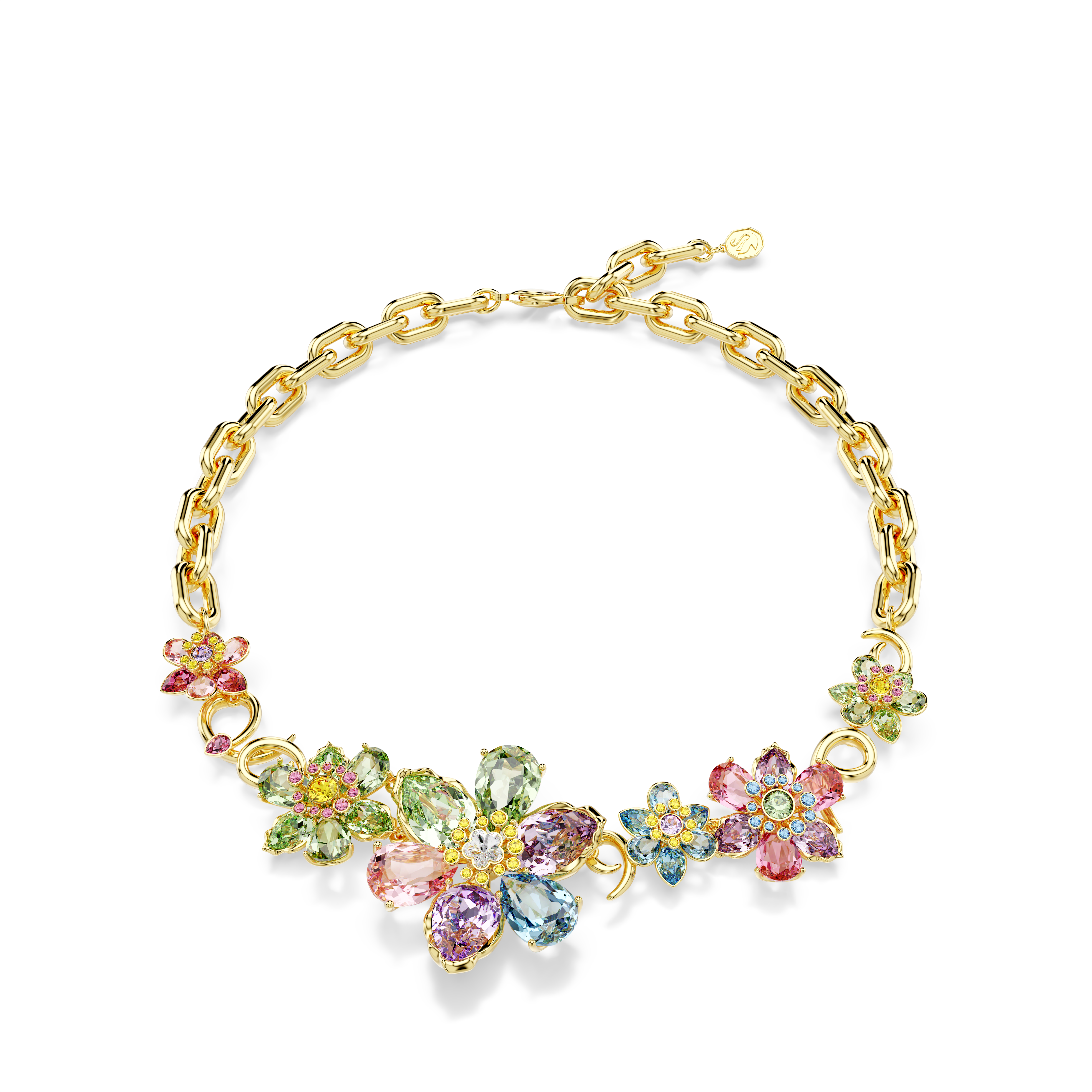 Swarovski Idyllia necklace, Mixed cuts, Flower, Multicolored, Gold-tone plated 5709030