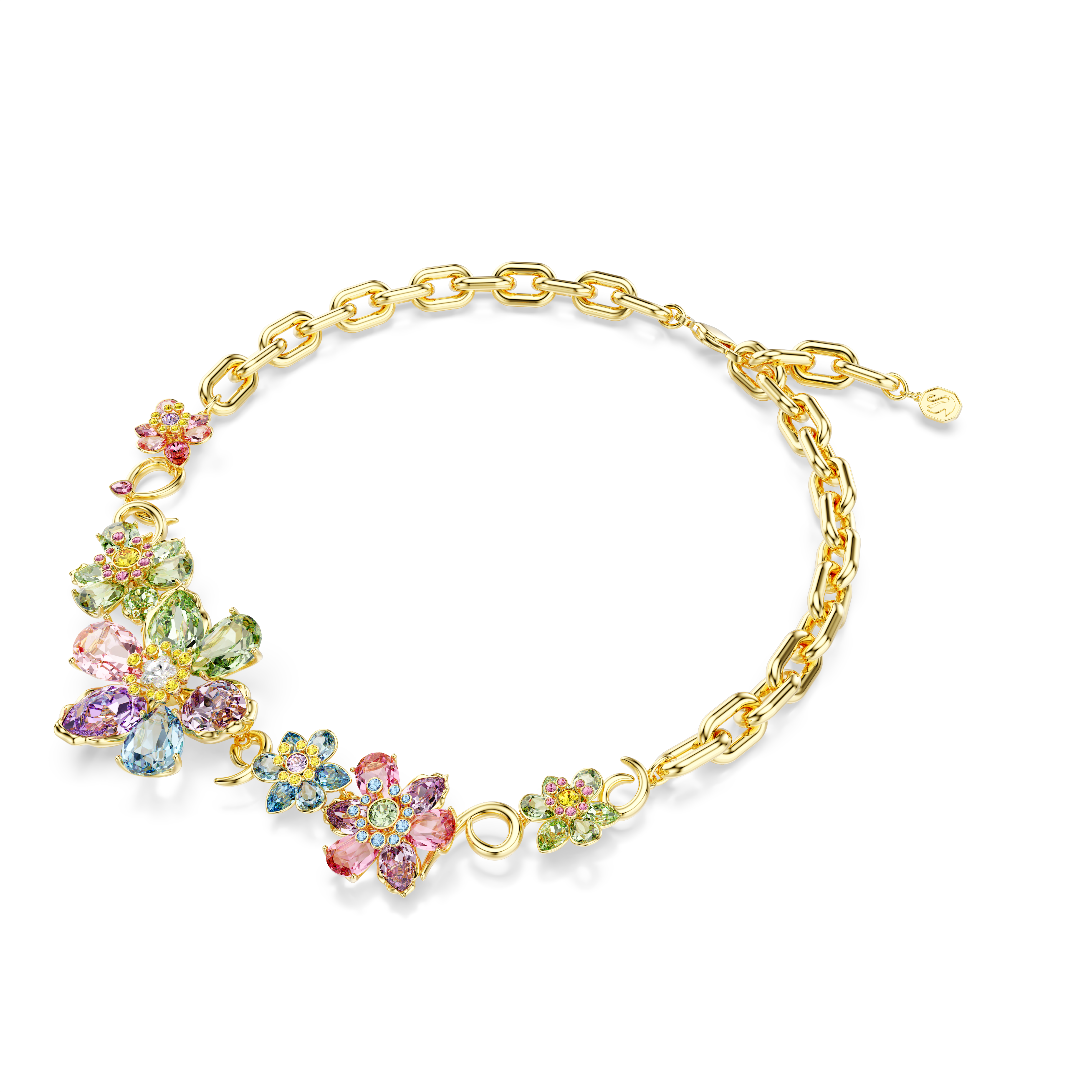 Swarovski Idyllia necklace, Mixed cuts, Flower, Multicolored, Gold-tone plated 5709030