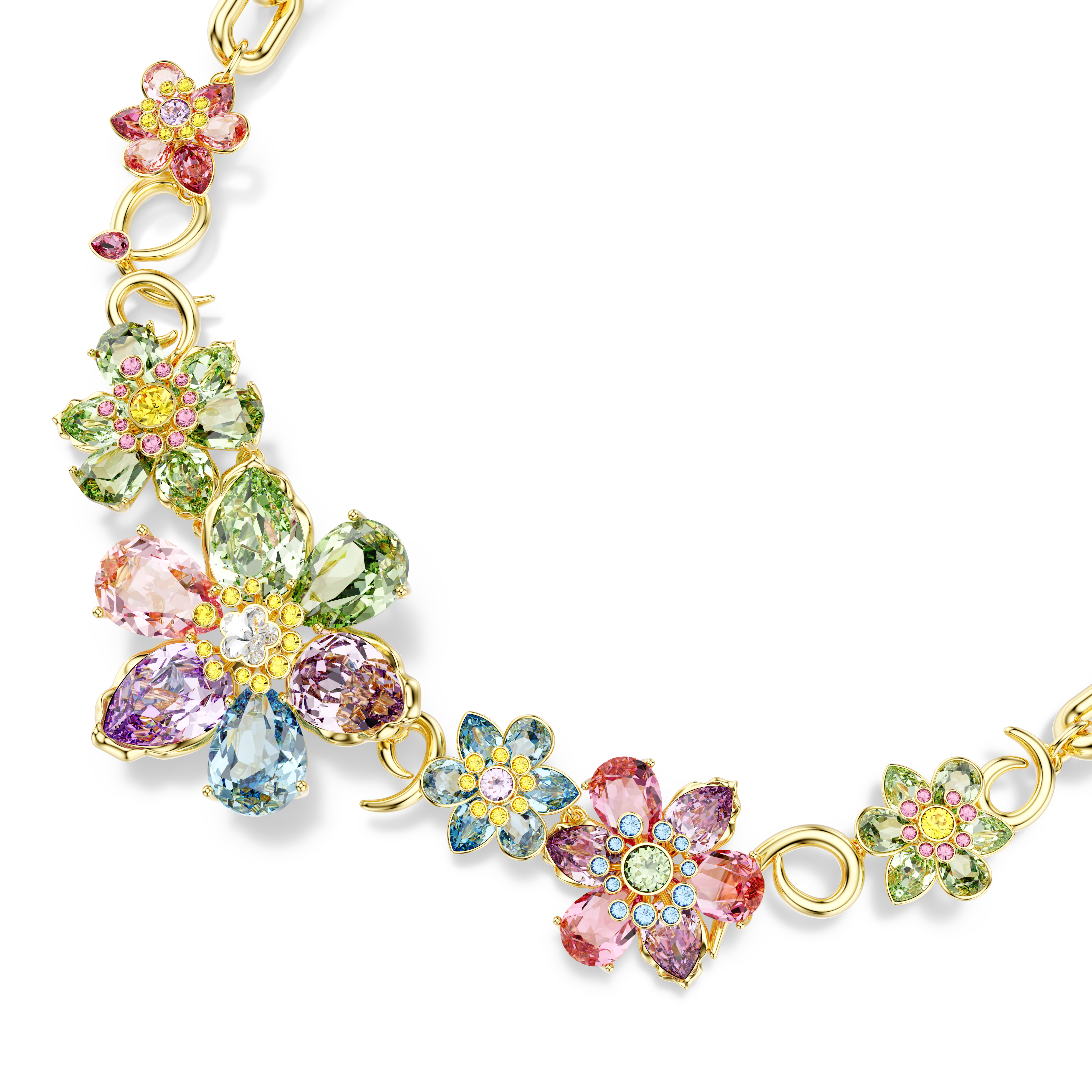 Swarovski Idyllia necklace, Mixed cuts, Flower, Multicolored, Gold-tone plated 5709030