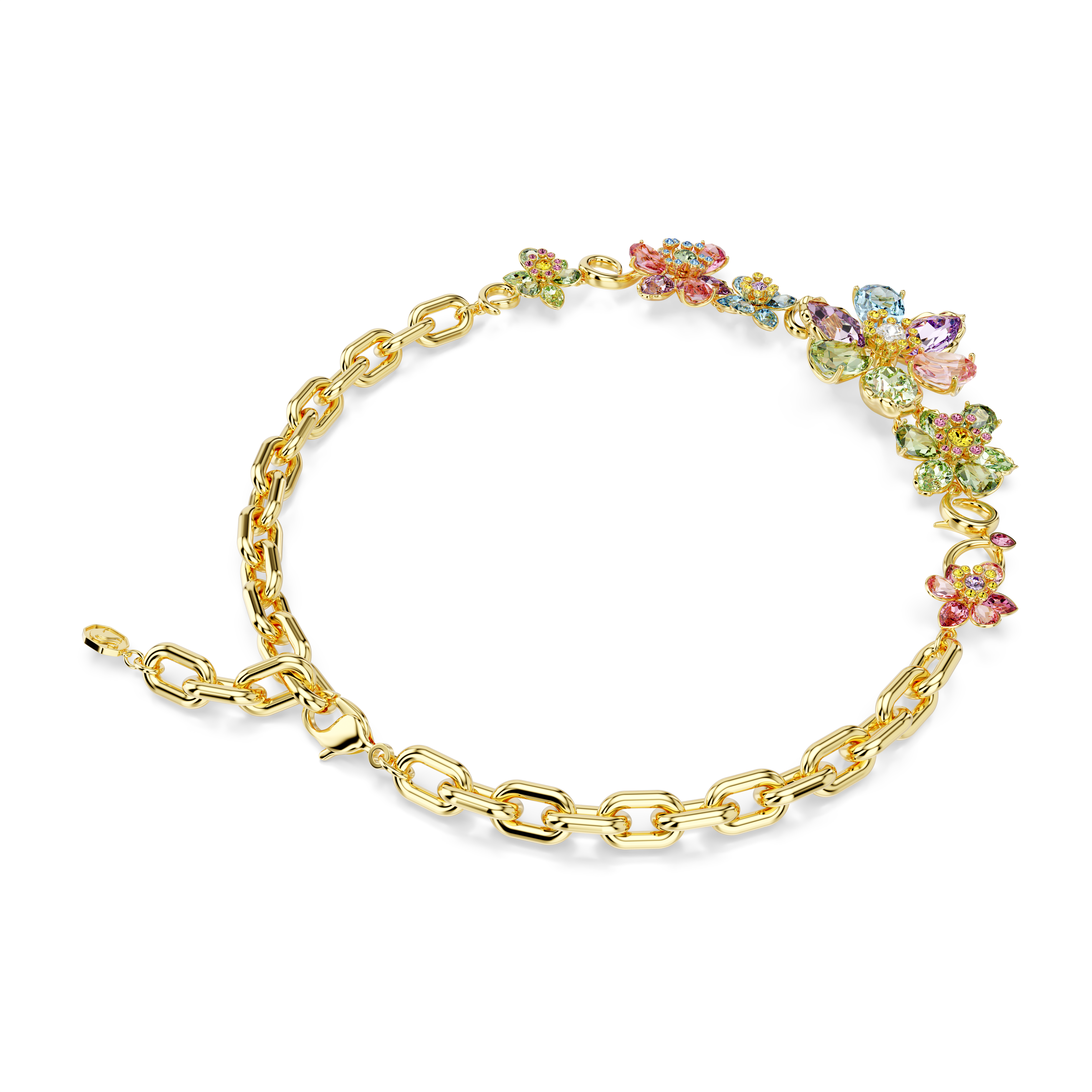 Swarovski Idyllia necklace, Mixed cuts, Flower, Multicolored, Gold-tone plated 5709030