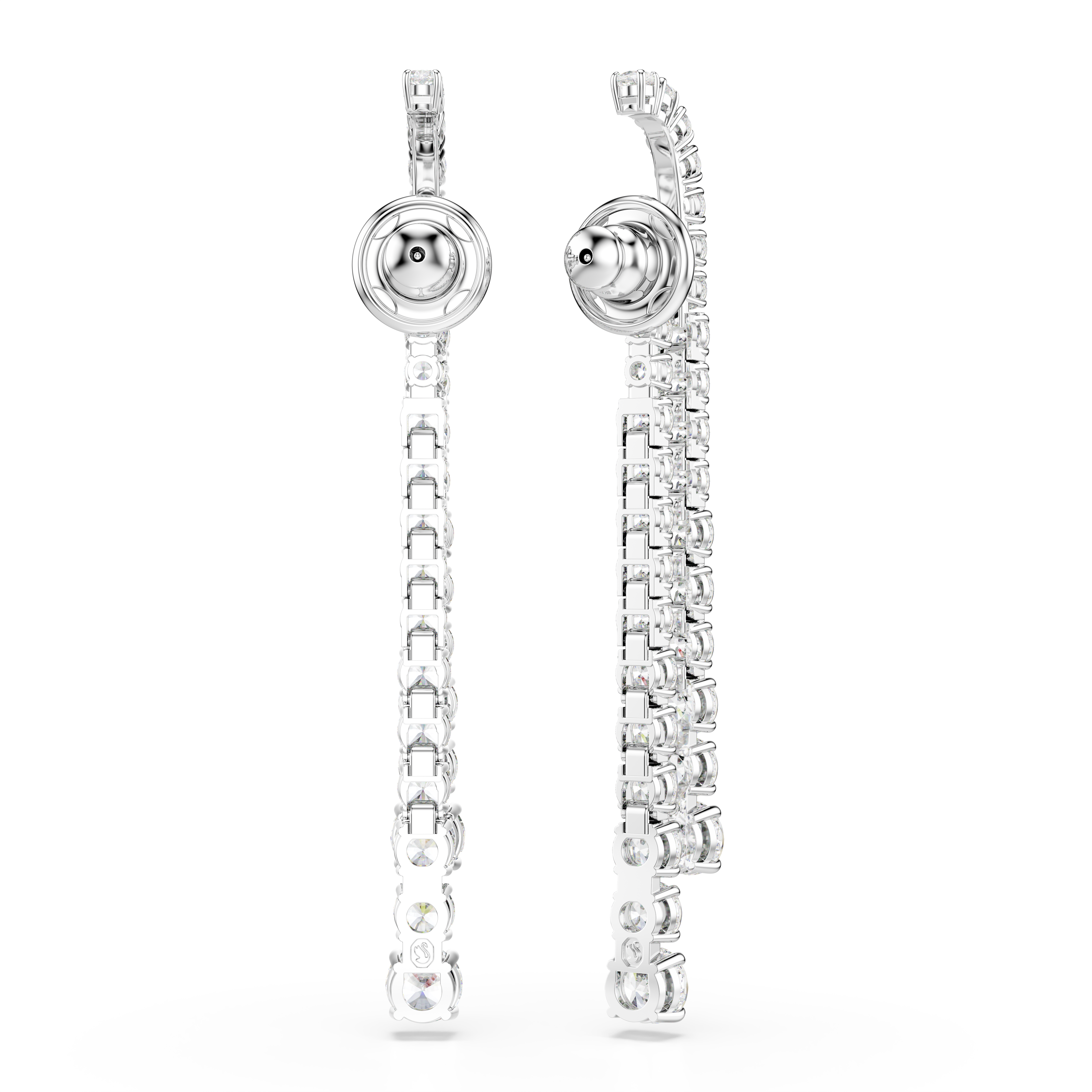 Swarovski Matrix drop earrings, Gradient of round cuts, White, Rhodium plated 5709257