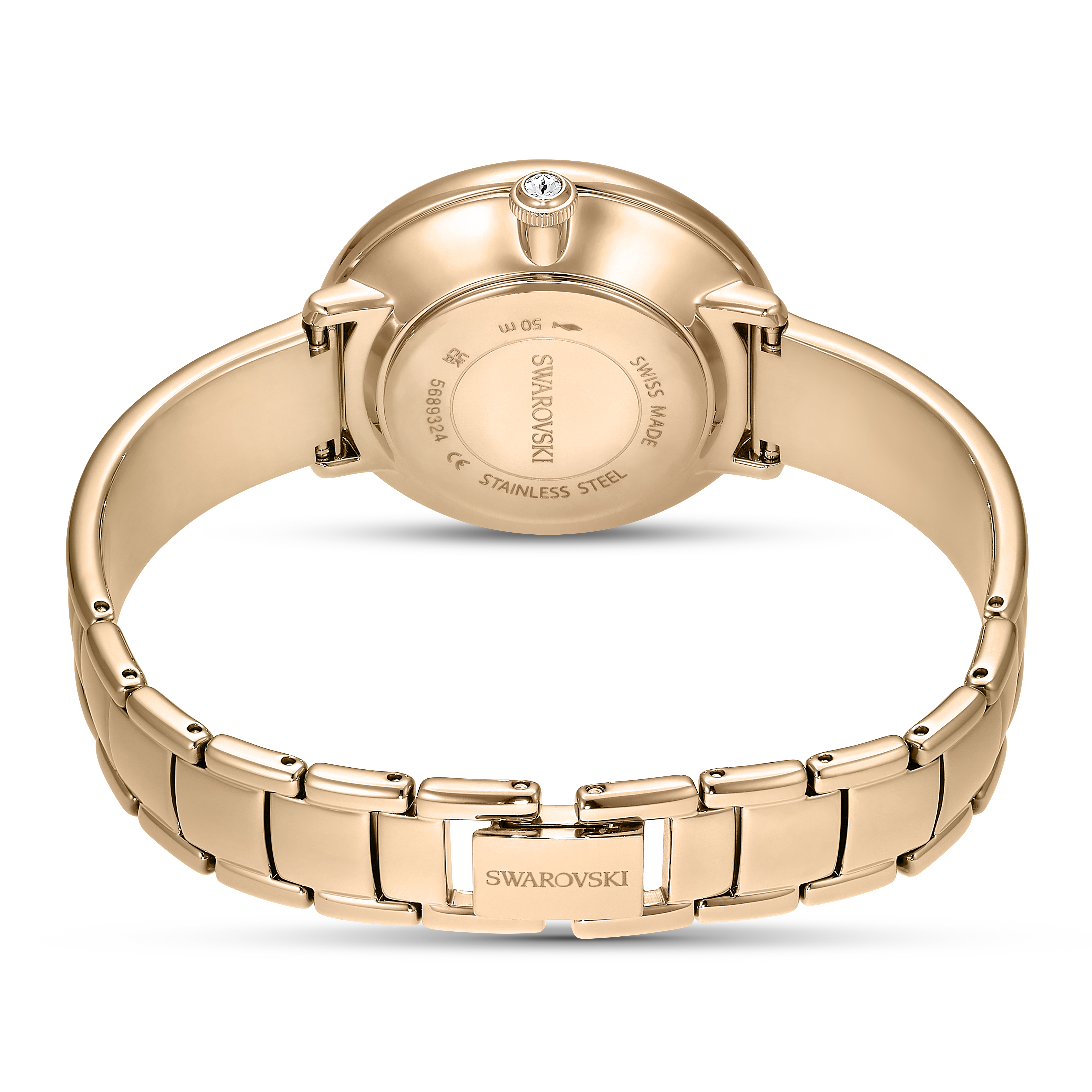 Swarovski Crystalline bangle watch, Swiss Made, Metal bracelet, Green, Rose gold-tone finish 5709816