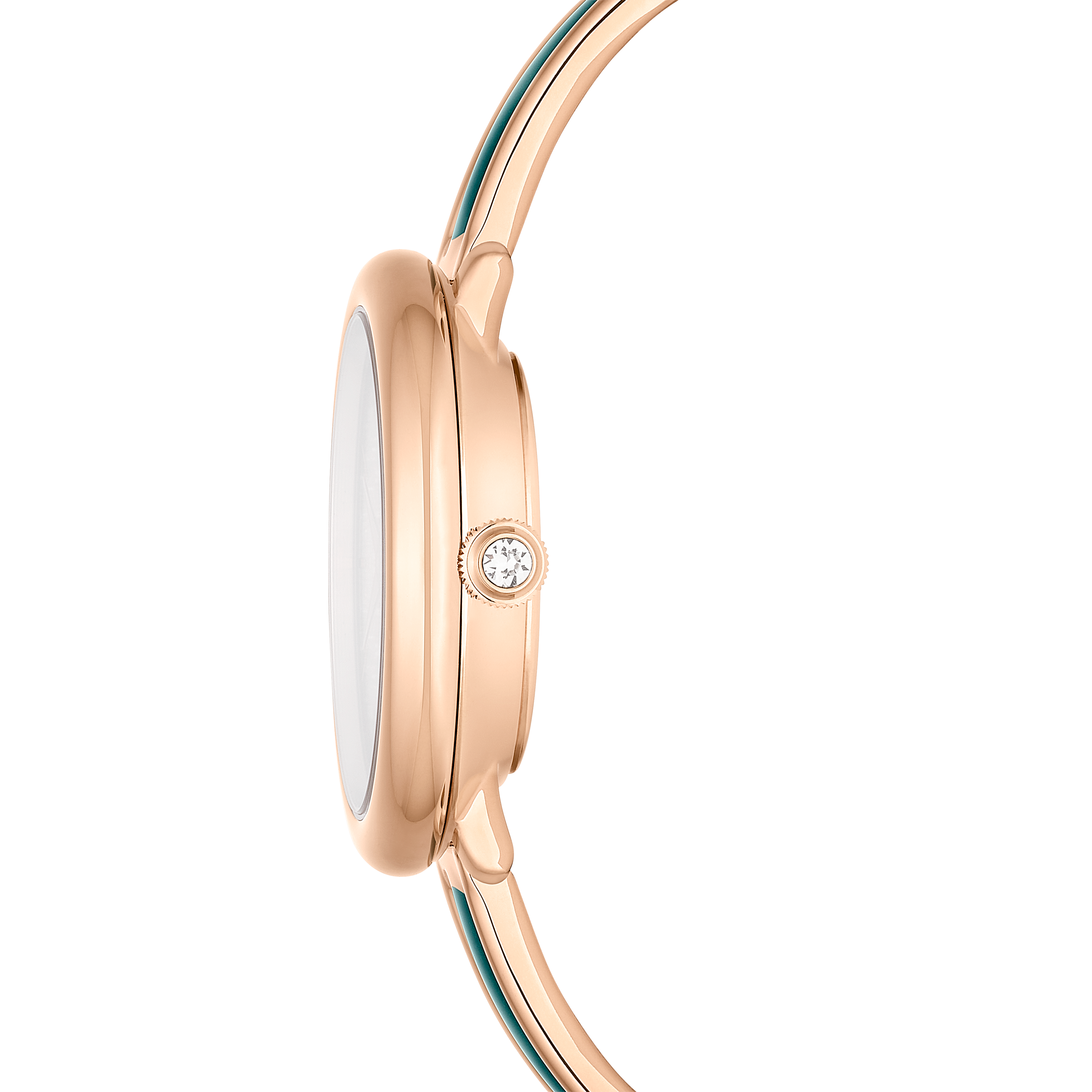 Swarovski Crystalline bangle watch, Swiss Made, Metal bracelet, Green, Rose gold-tone finish 5709816