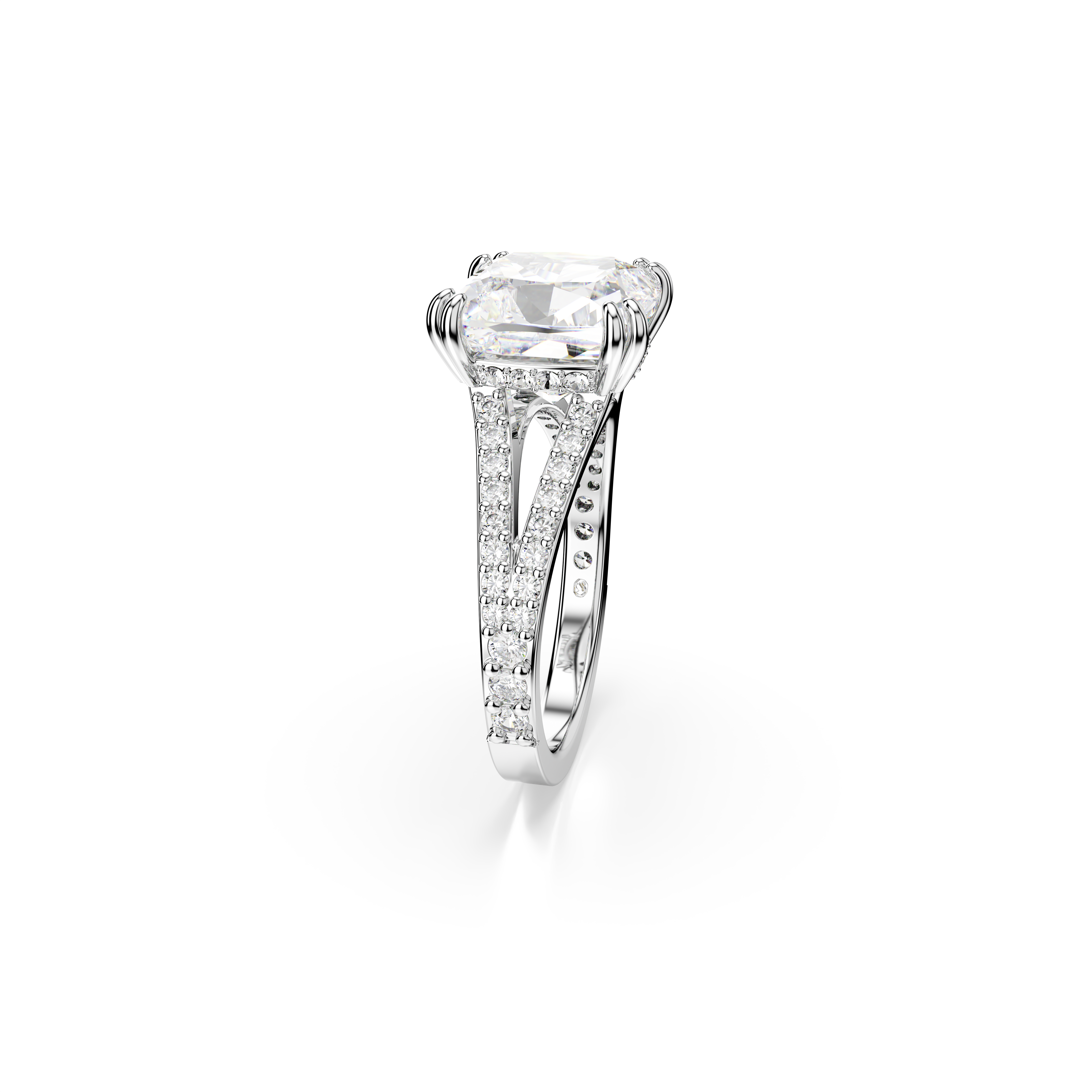 Swarovski Stilla cocktail ring, Square cut, Pavé, White, Rhodium plated 5709901