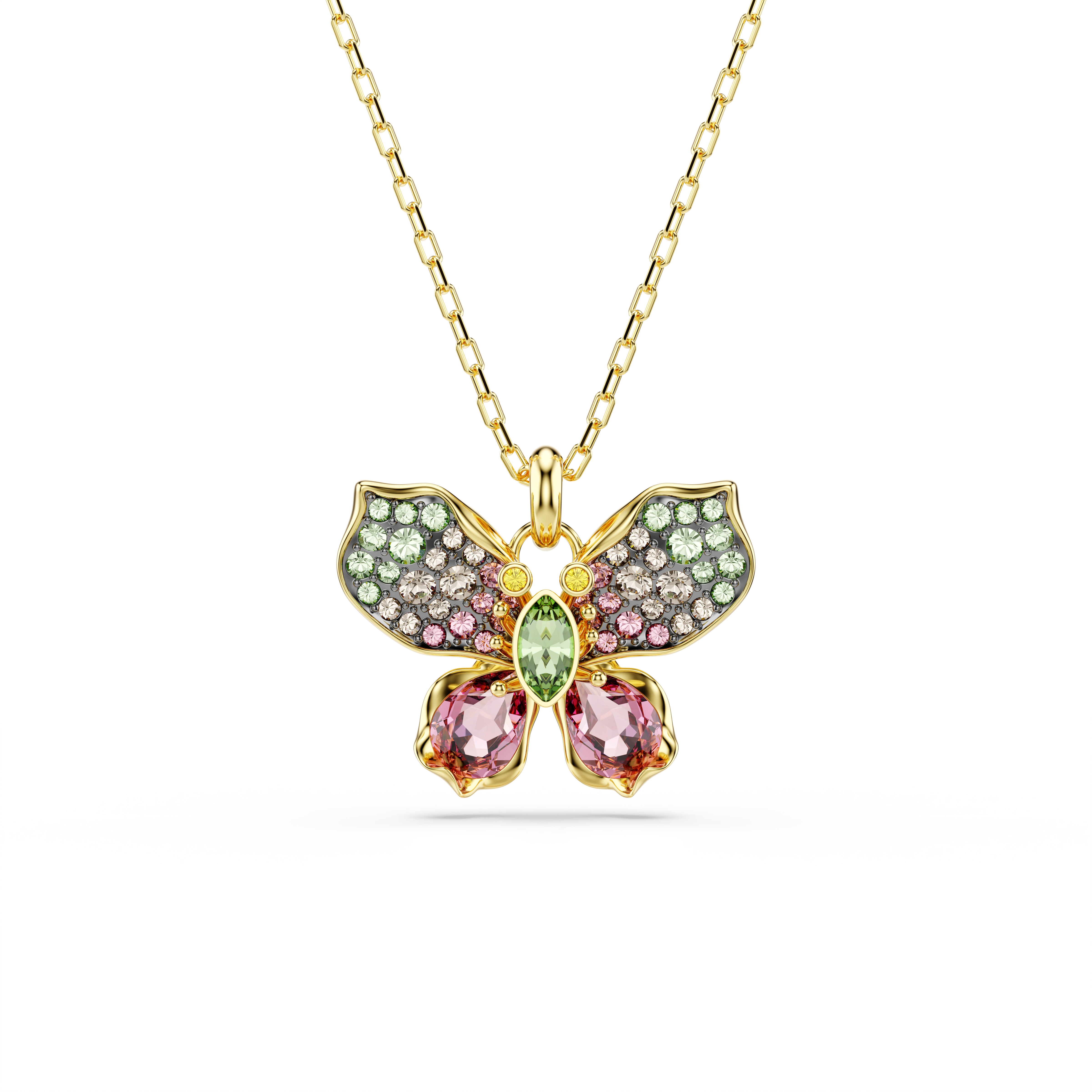 Swarovski Idyllia pendant, Mixed cuts, Pavé, Butterfly, Multicolored, Gold-tone plated 5709950