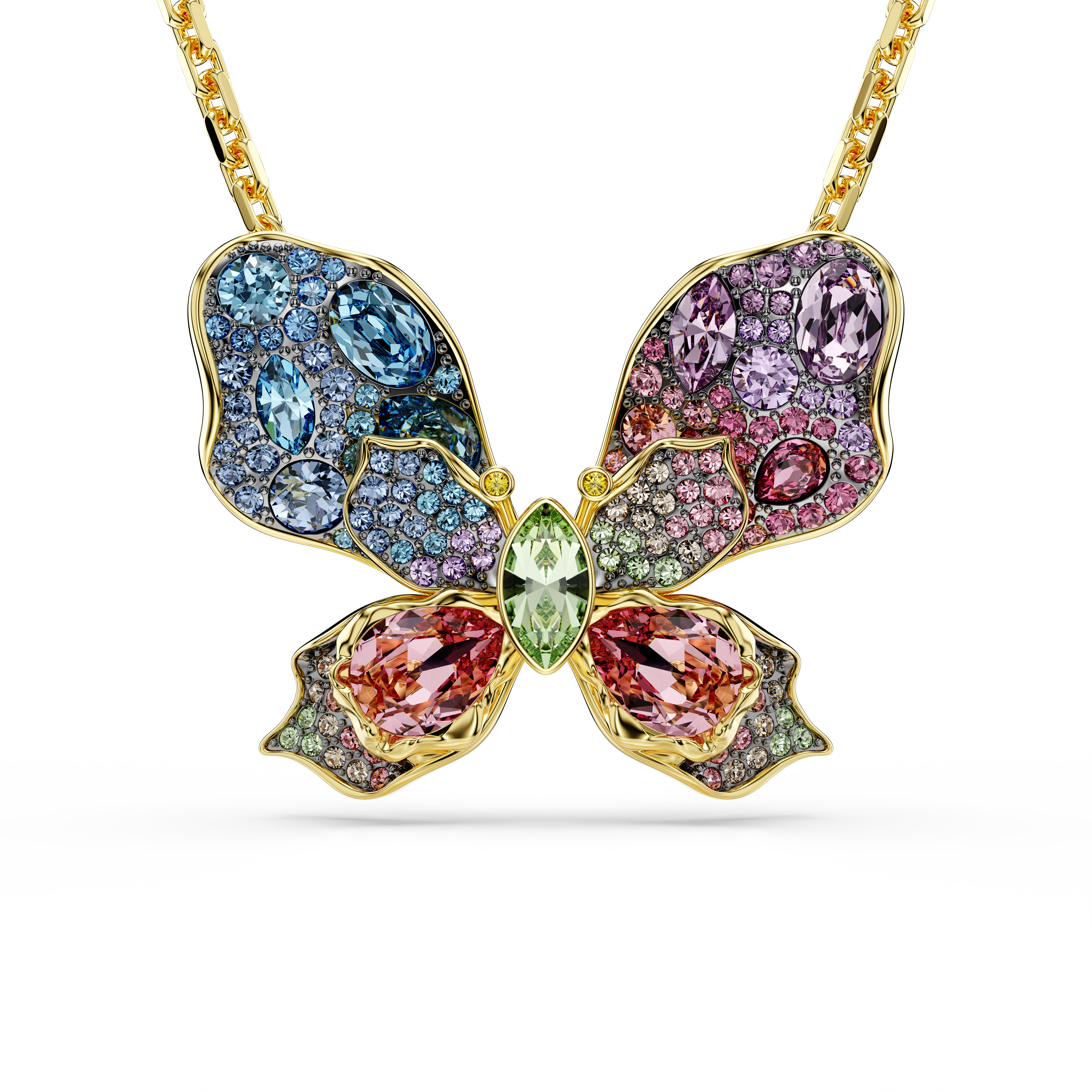 Swarovski Idyllia pendant and brooch, Mixed cuts, Pavé, Butterfly, Multicolored, Gold-tone plated 5709951