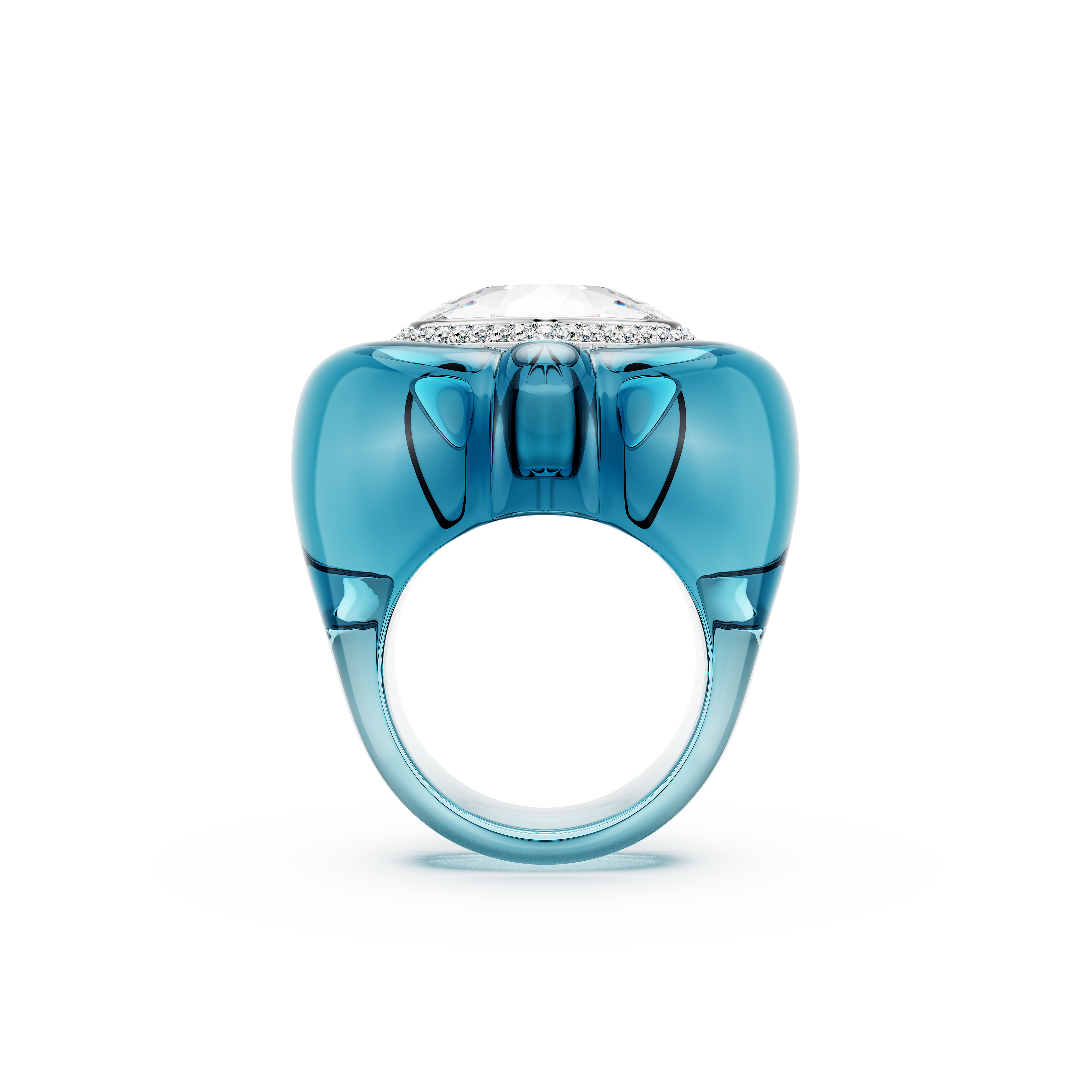 Swarovski Dulcis cocktail ring, Heart cut, Pavé, Heart, Blue 5709966