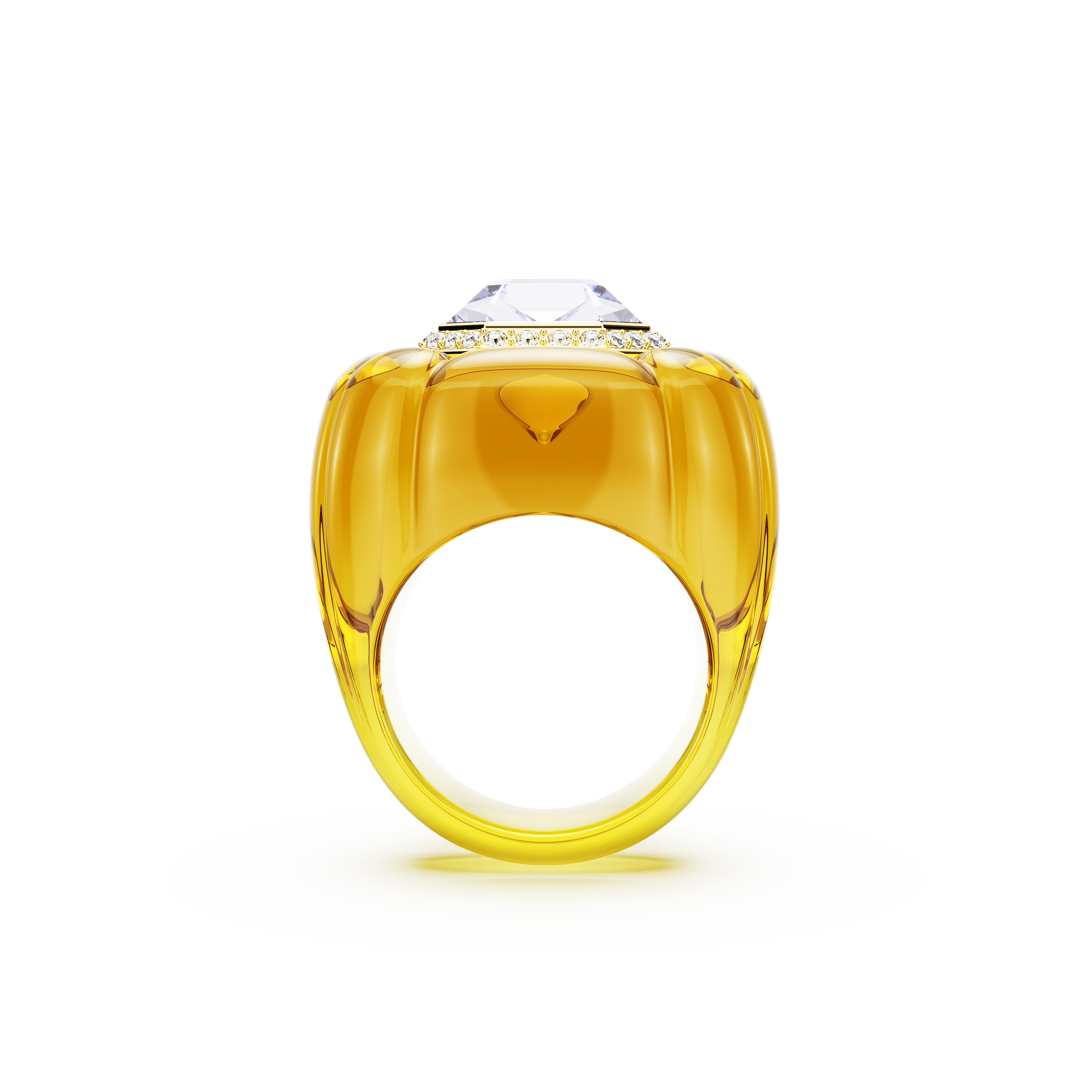 Swarovski Dulcis cocktail ring, Cushion cut, Pavé, Yellow 5709975