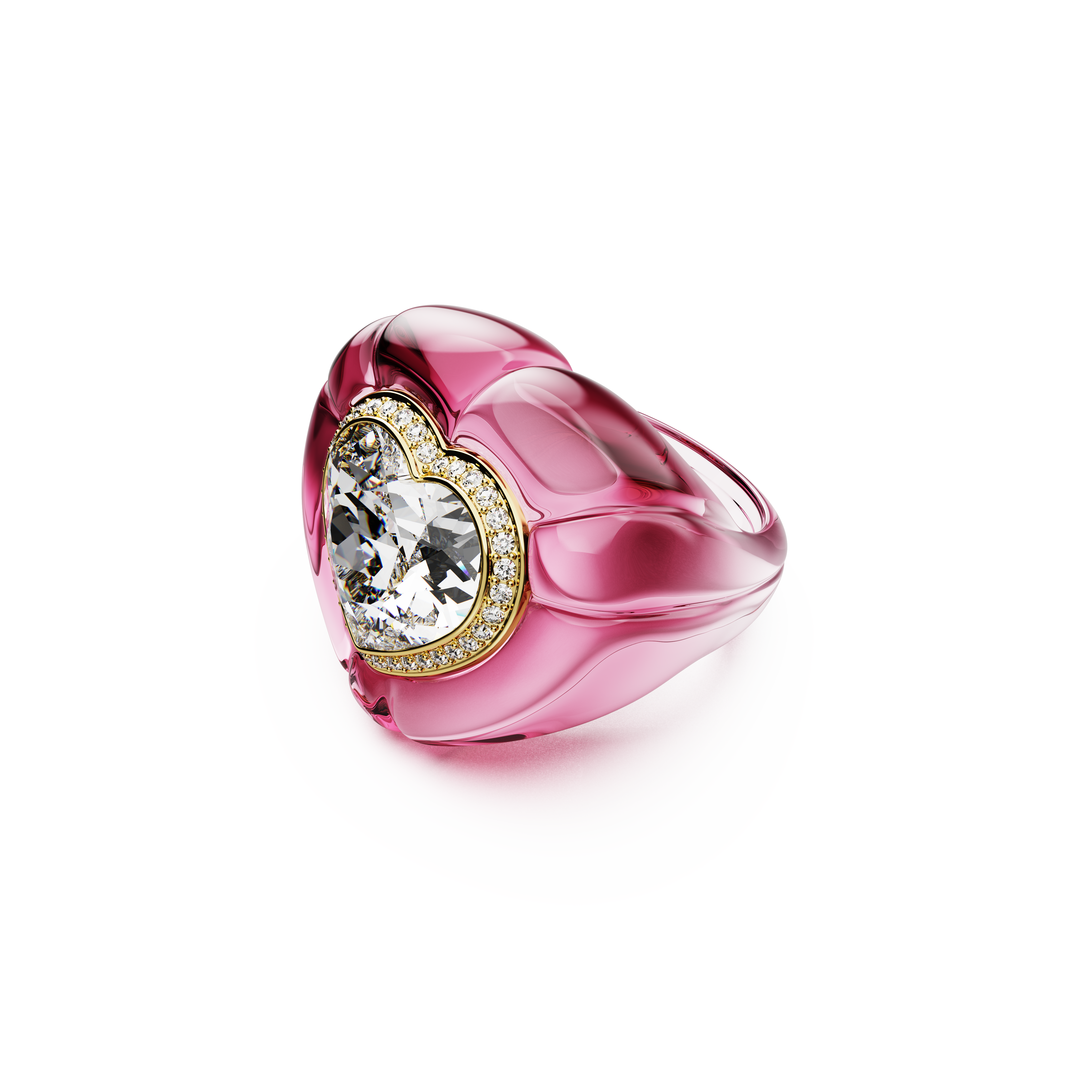 Swarovski Dulcis cocktail ring, Heart cut, Pavé, Heart, Pink 5709994