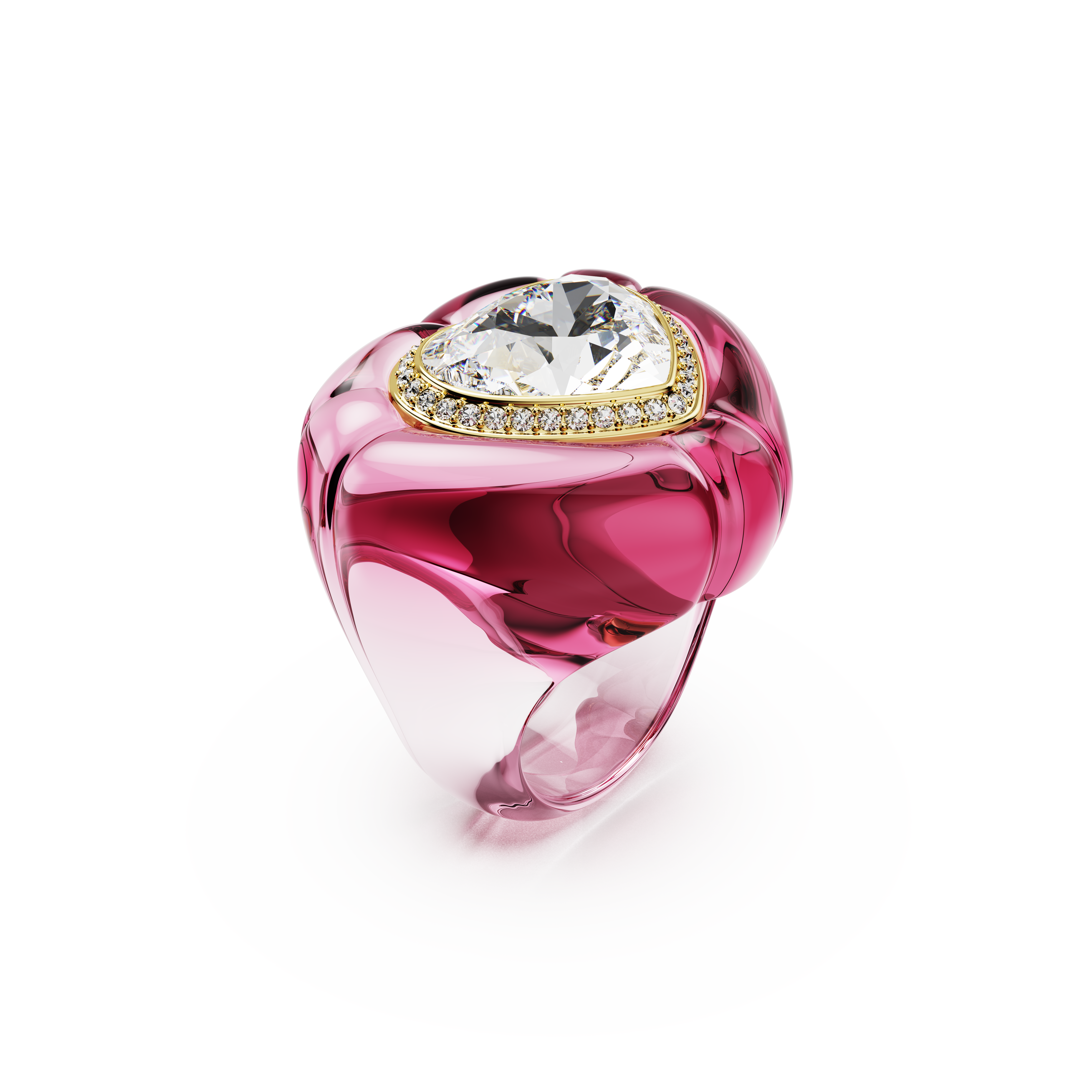 Swarovski Dulcis cocktail ring, Heart cut, Pavé, Heart, Pink 5709994