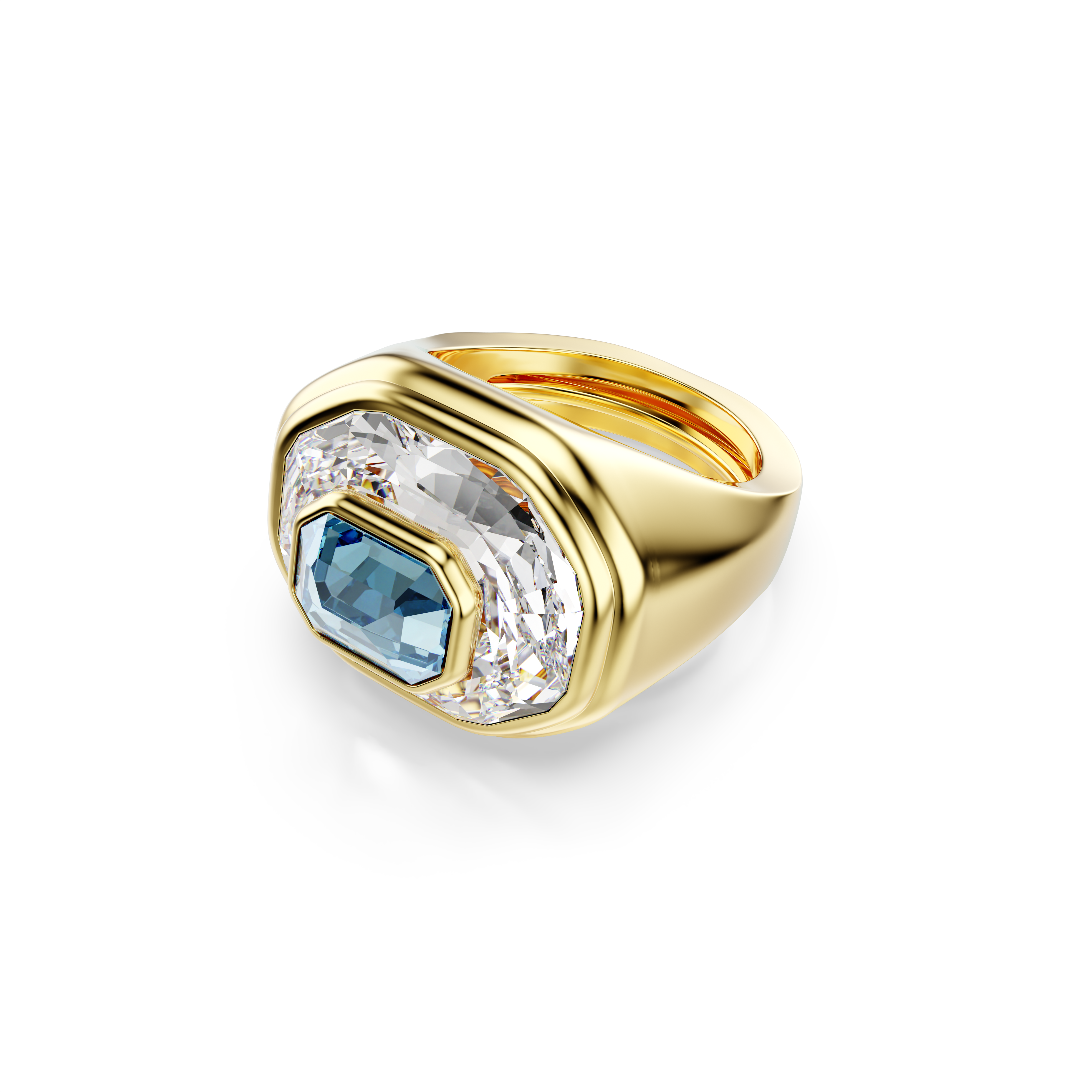 Swarovski Chroma cocktail ring, Octagon cut, Blue, Gold-tone plated 5710521