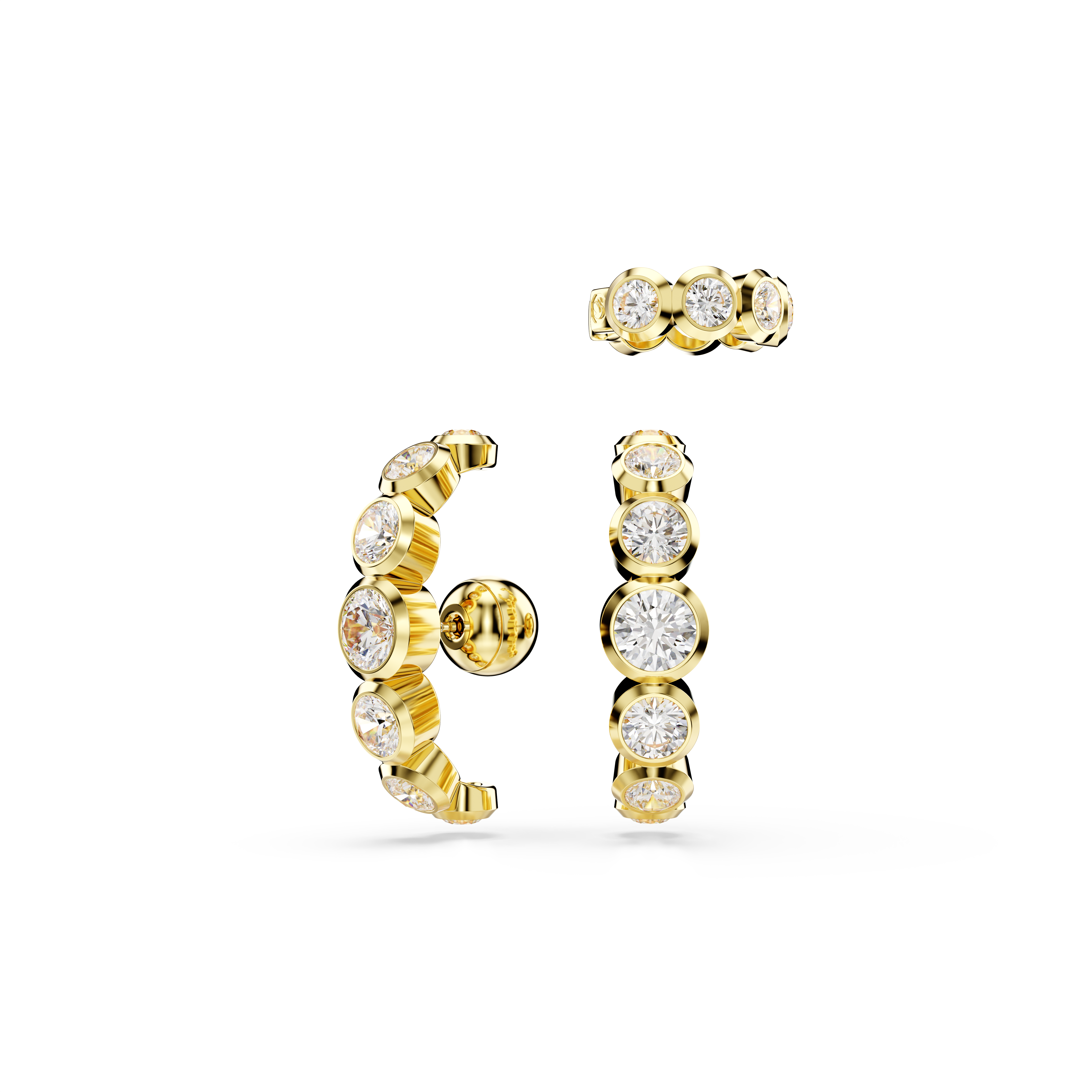 Swarovski Imber ear cuff, Set (3), Round cut, White, Gold-tone plated 5711482