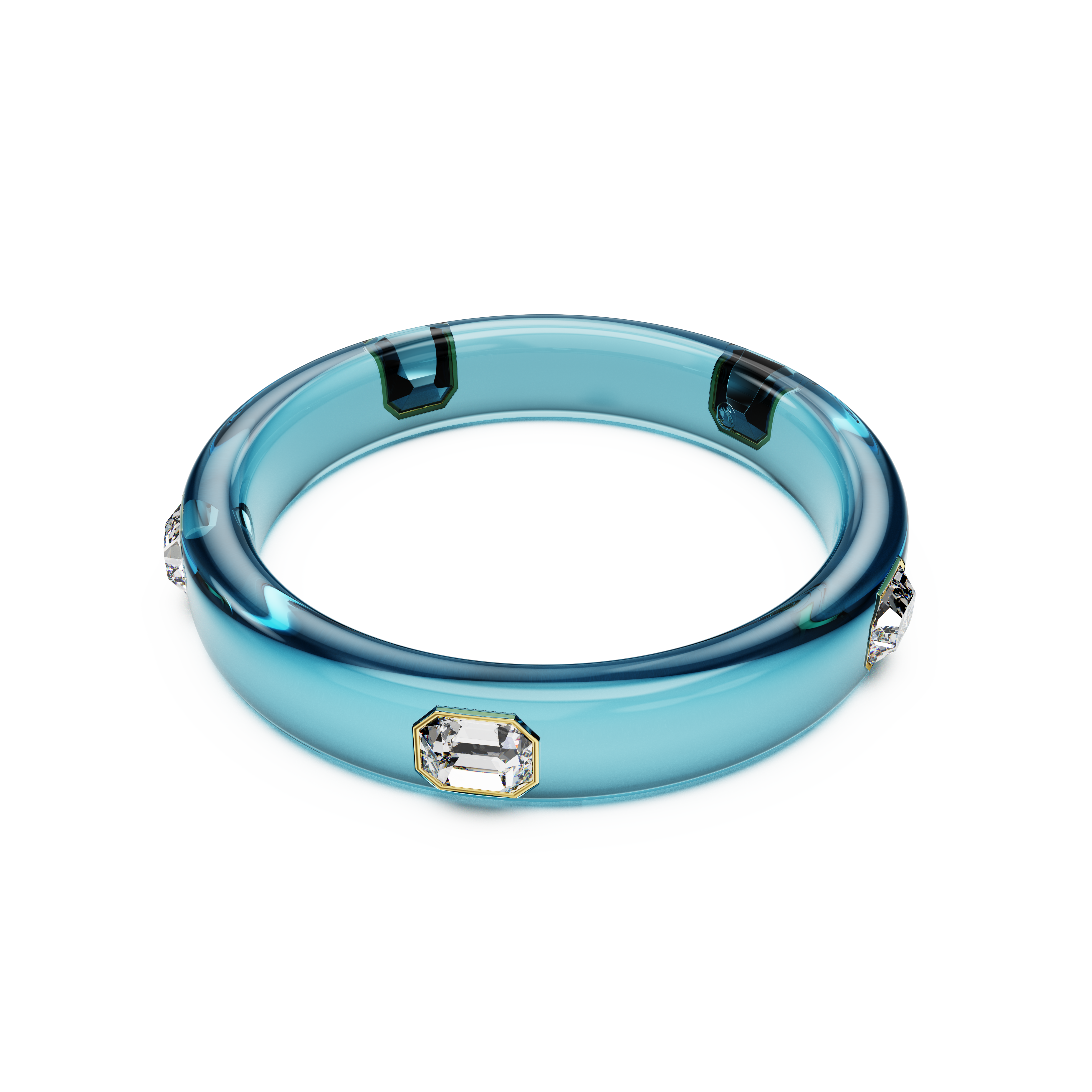 Swarovski Dulcis bangle, Octagon cut, Blue, Gold-tone plated 5714390