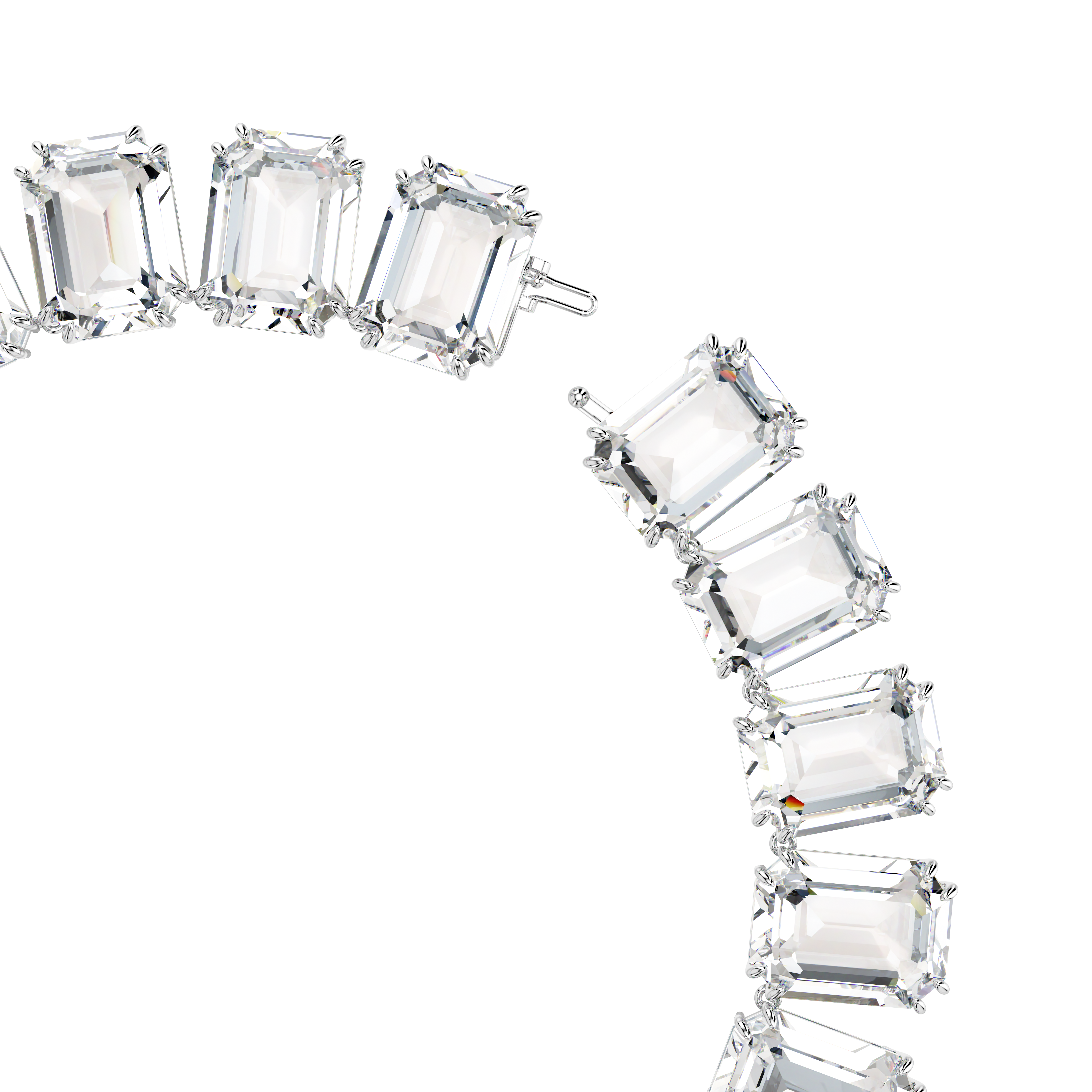Swarovski Millenia necklace, Oversized crystals, Octagon cut, White, Rhodium plated 5714395
