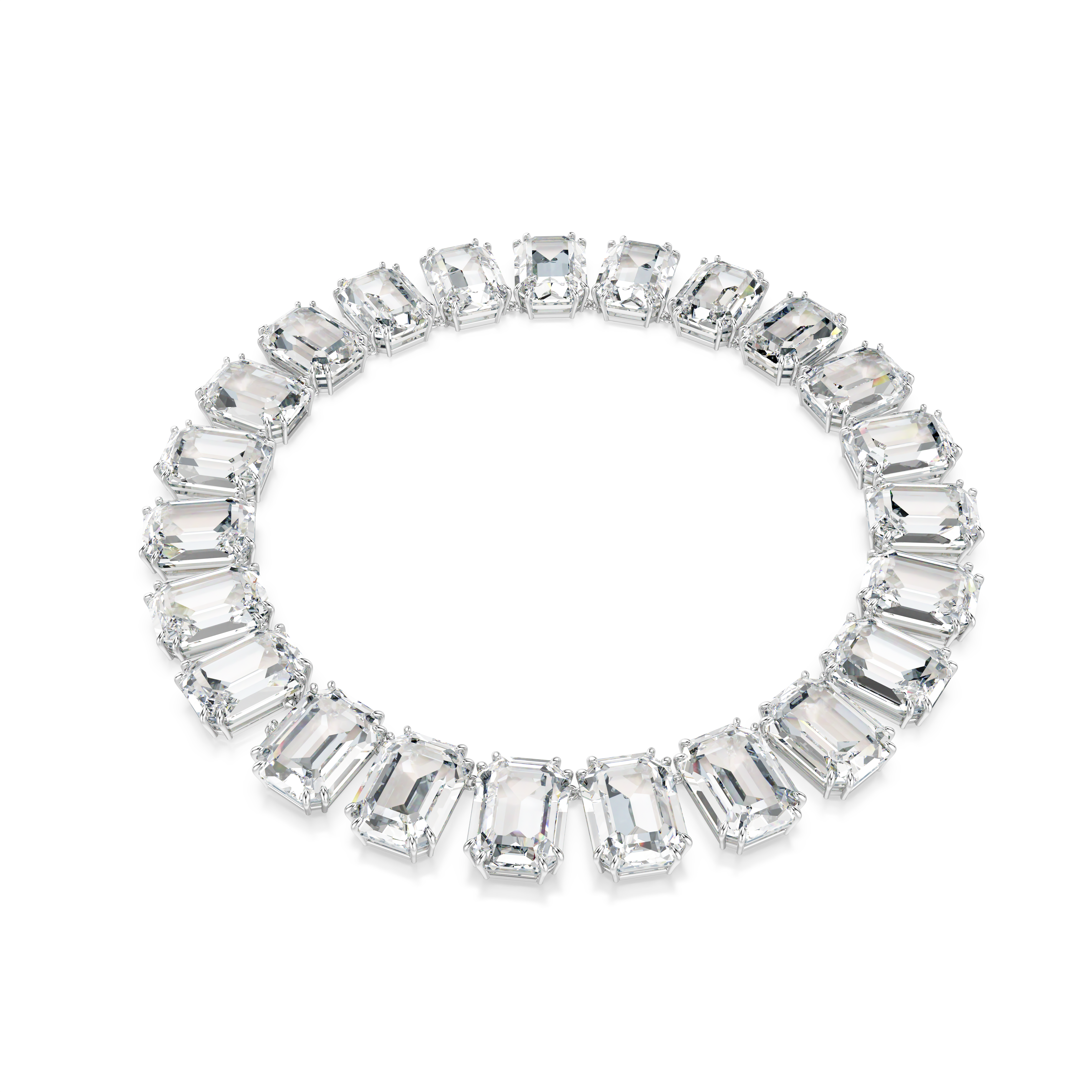 Swarovski Millenia necklace, Oversized crystals, Octagon cut, White, Rhodium plated 5714395