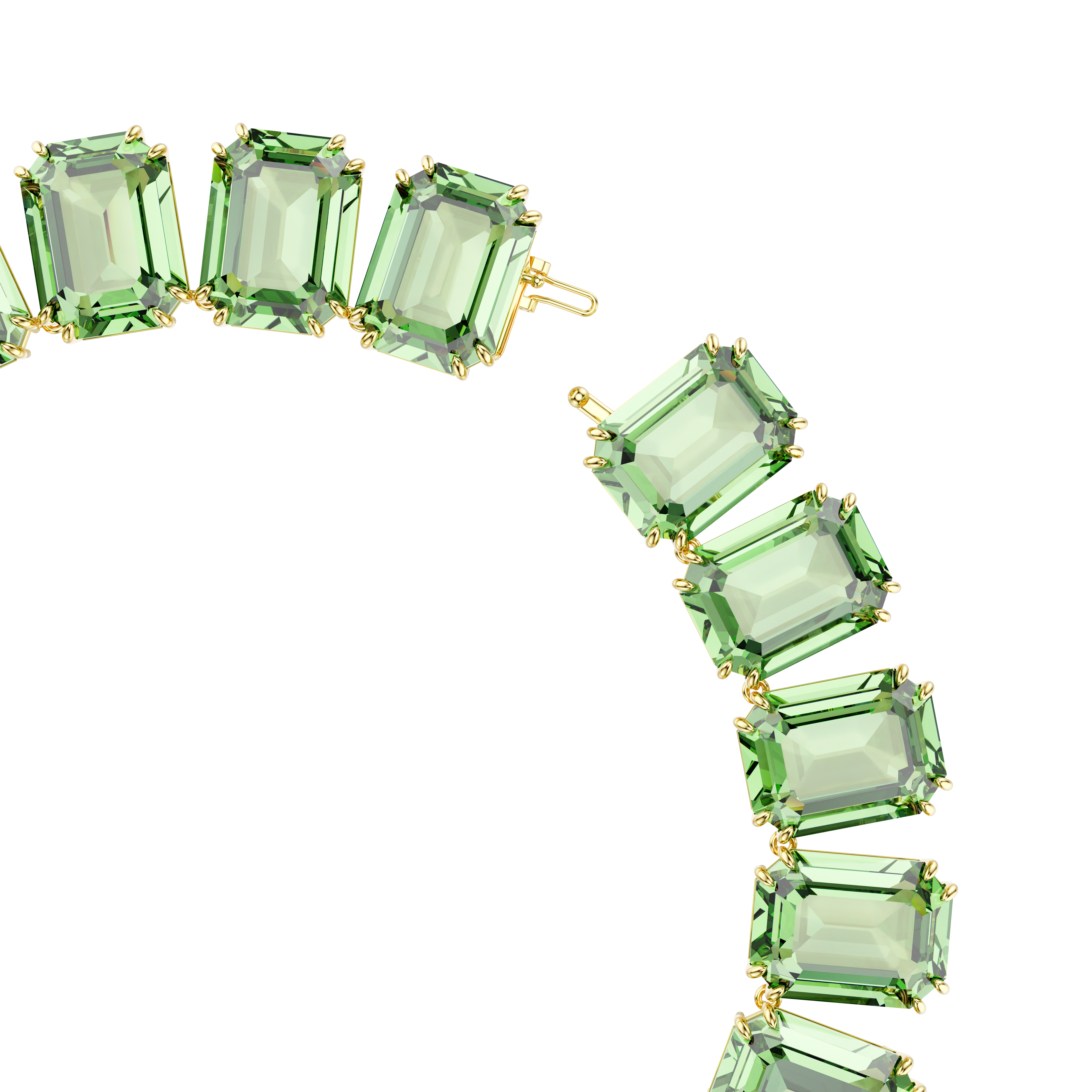 Swarovski Millenia necklace, Oversized crystals, Octagon cut, Green, Gold-tone plated 5714396