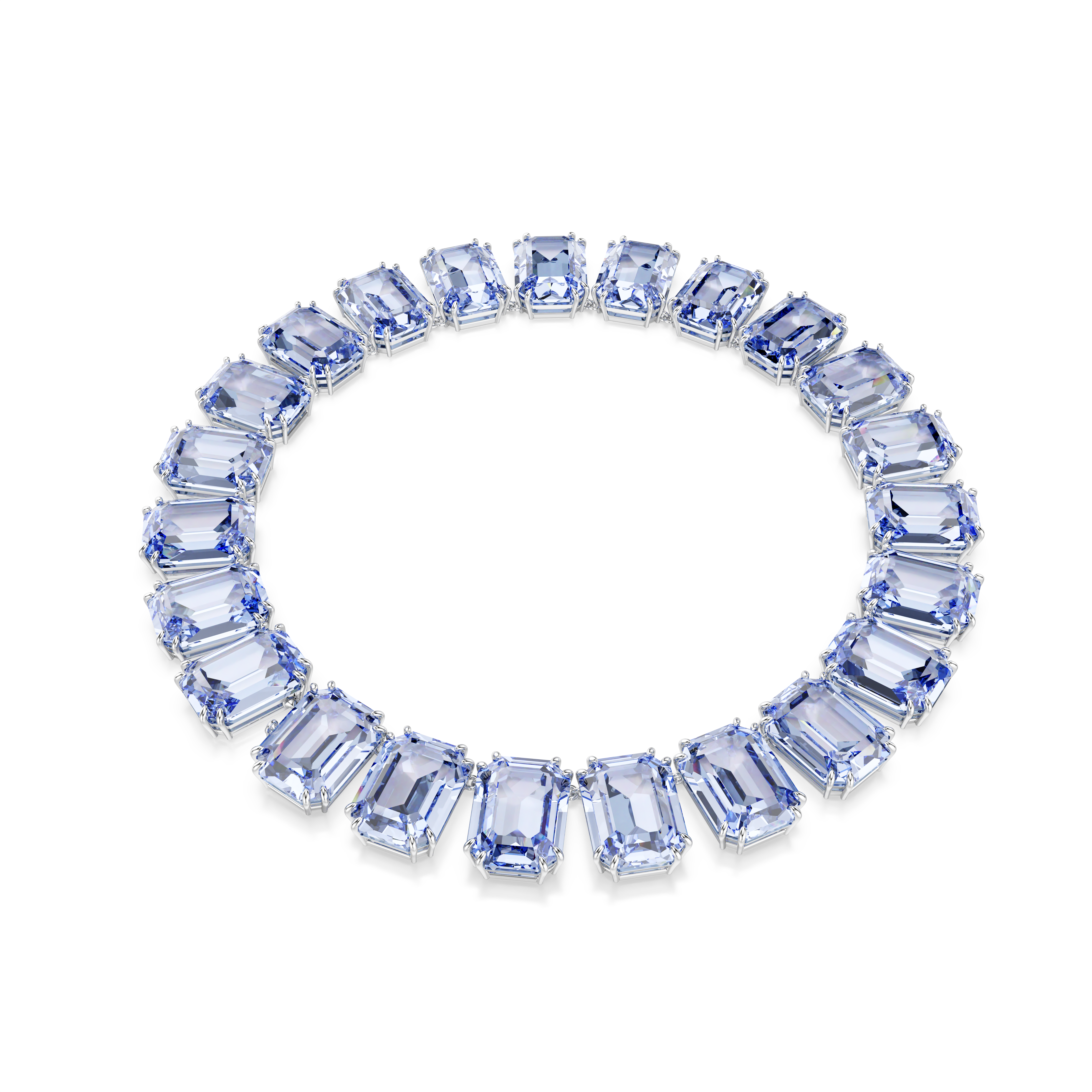 Swarovski Millenia necklace, Oversized crystals, Octagon cut, Blue, Rhodium plated 5714397