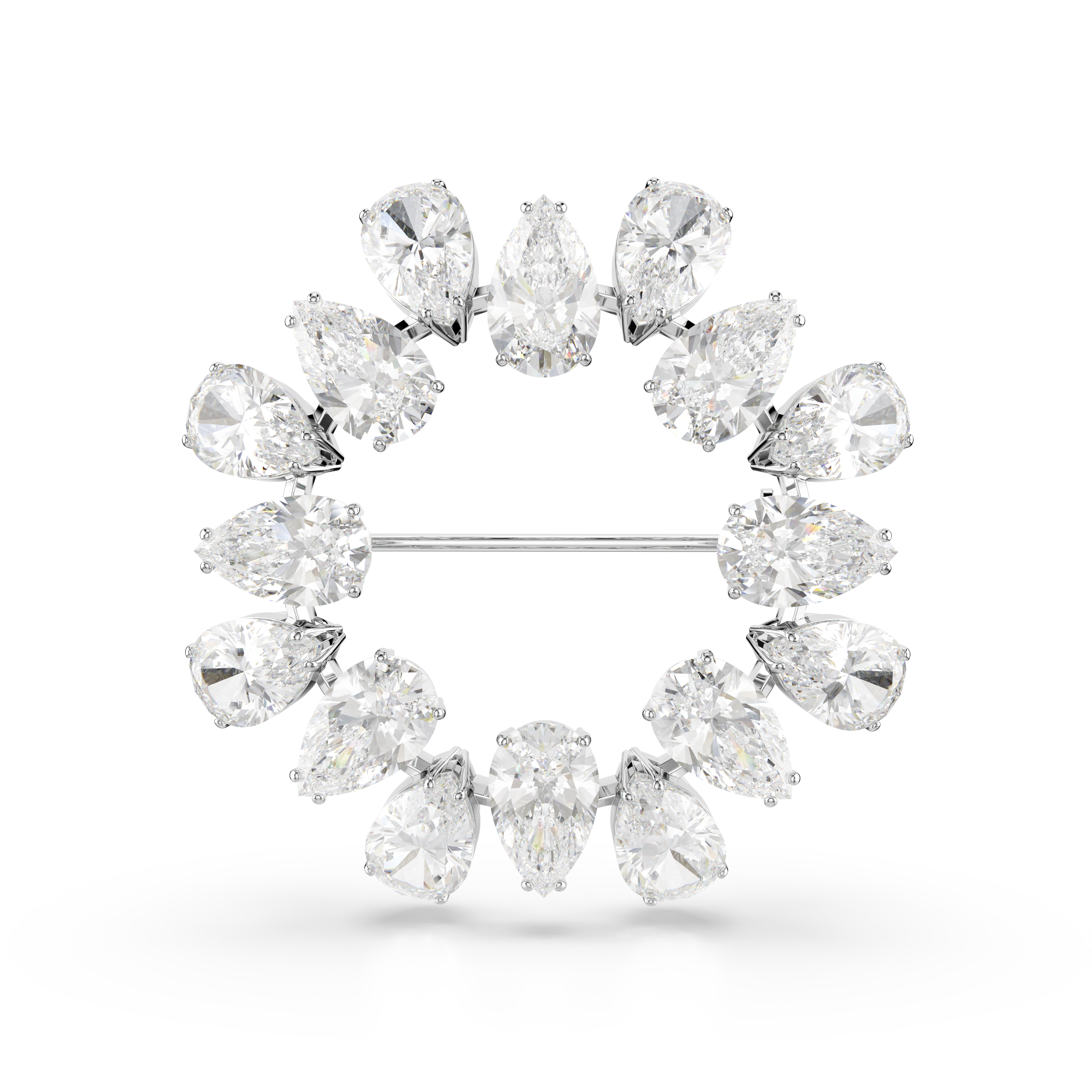 Swarovski Matrix brooch, Pear cut, White, Rhodium plated 5714646