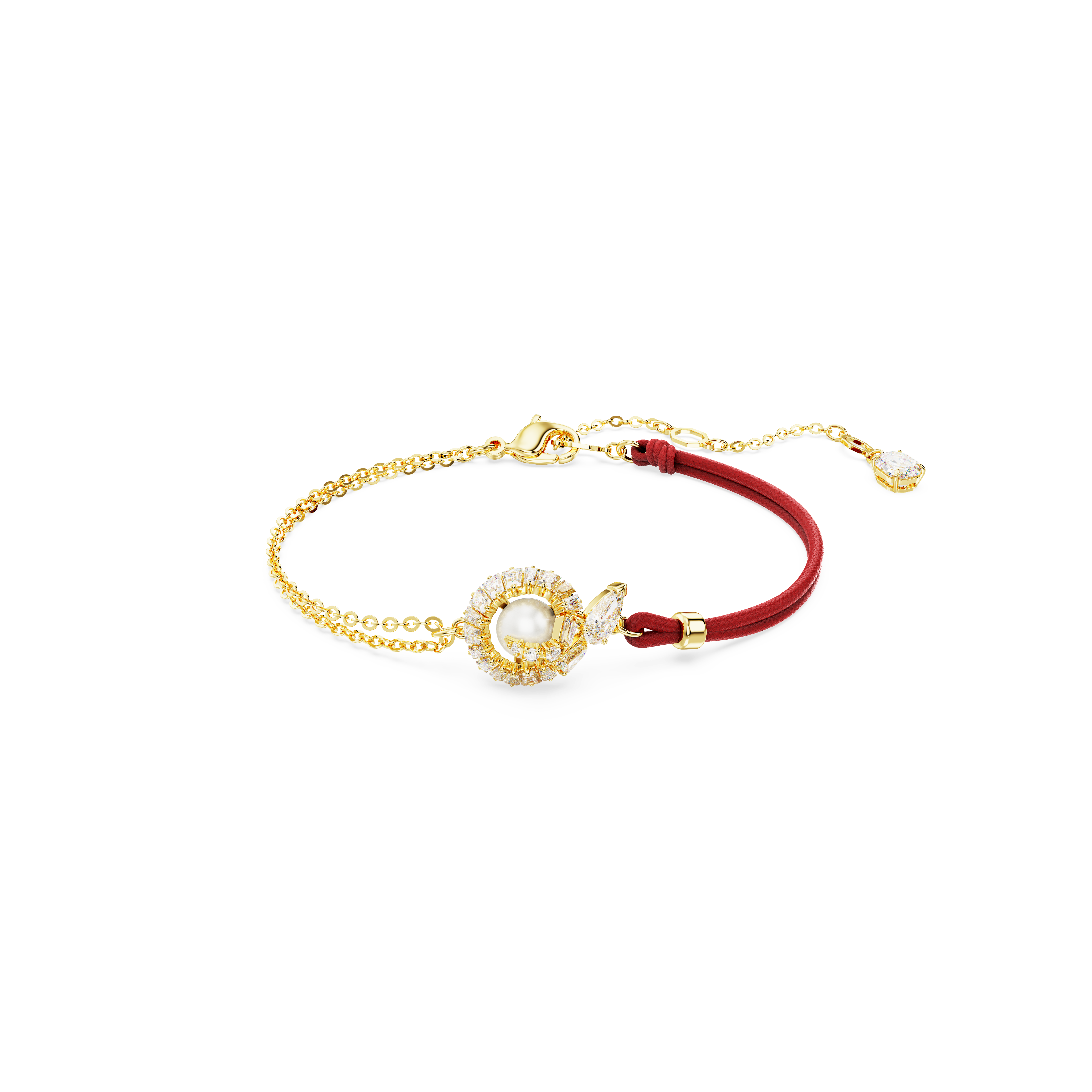 Swarovski Snake bracelet, Crystal pearl, Mixed cuts, Year of the Snake, Red, Gold-tone plated 5714850