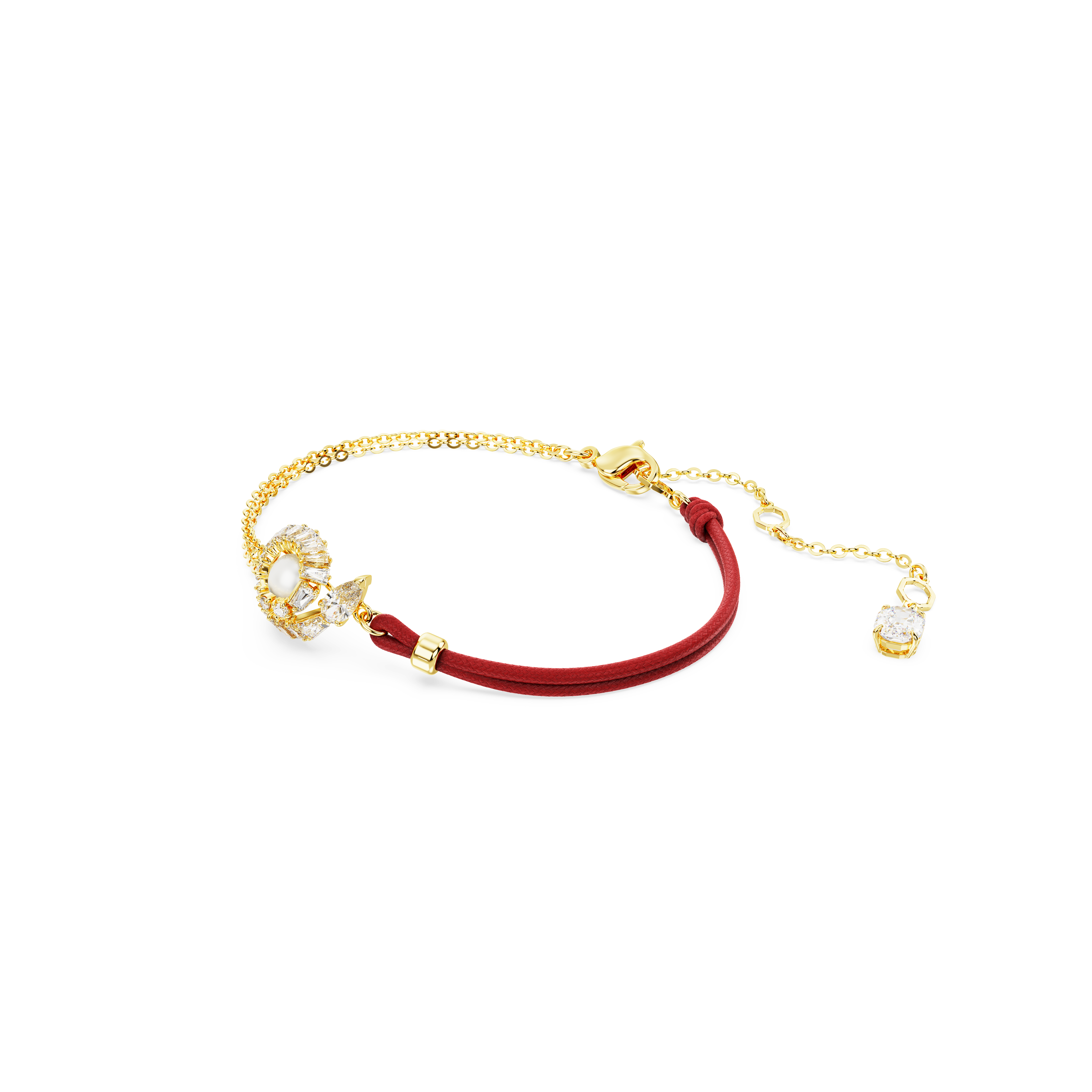 Swarovski Snake bracelet, Crystal pearl, Mixed cuts, Year of the Snake, Red, Gold-tone plated 5714850