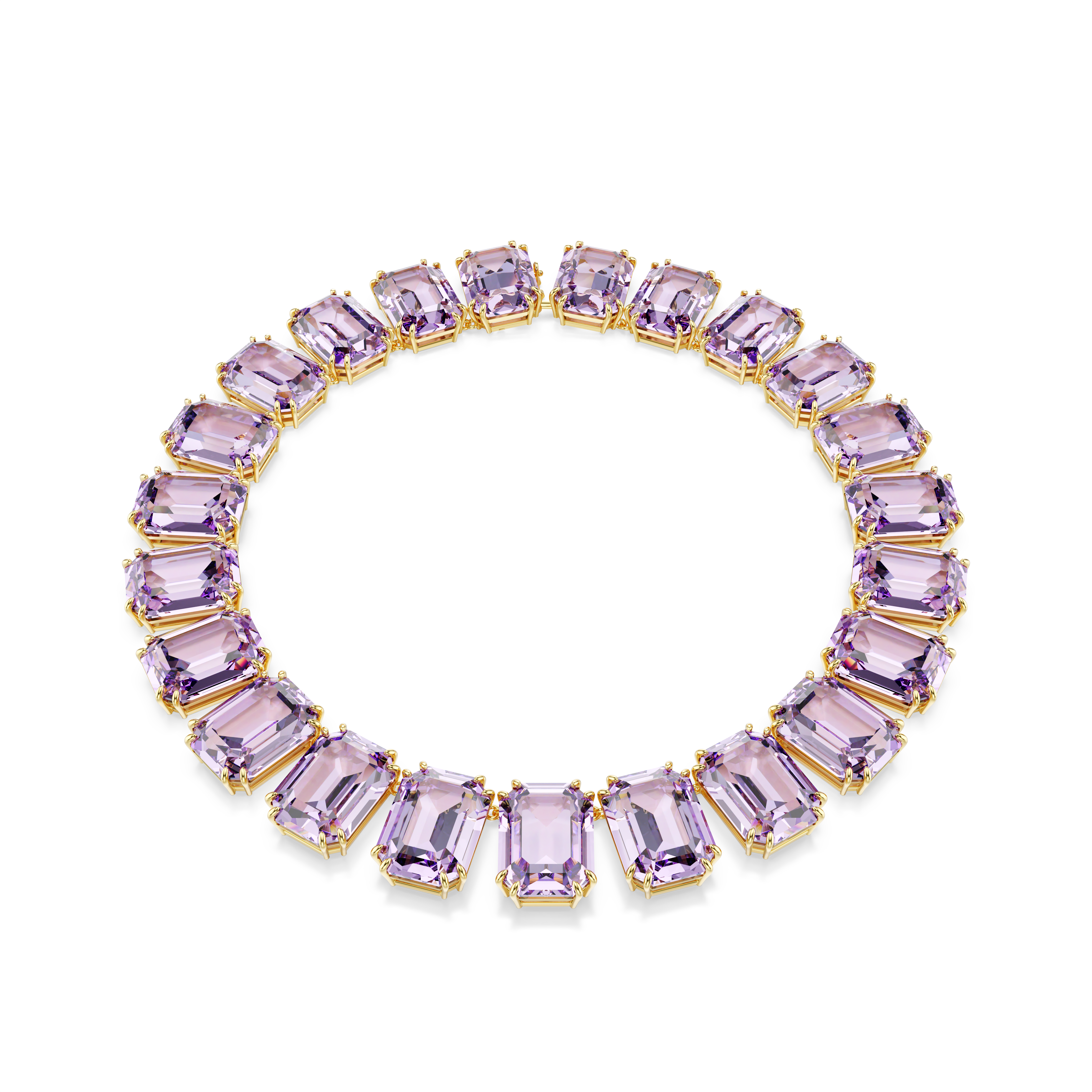 Swarovski Millenia necklace, Oversized crystals, Octagon cut, Purple, Gold-tone plated 5715330