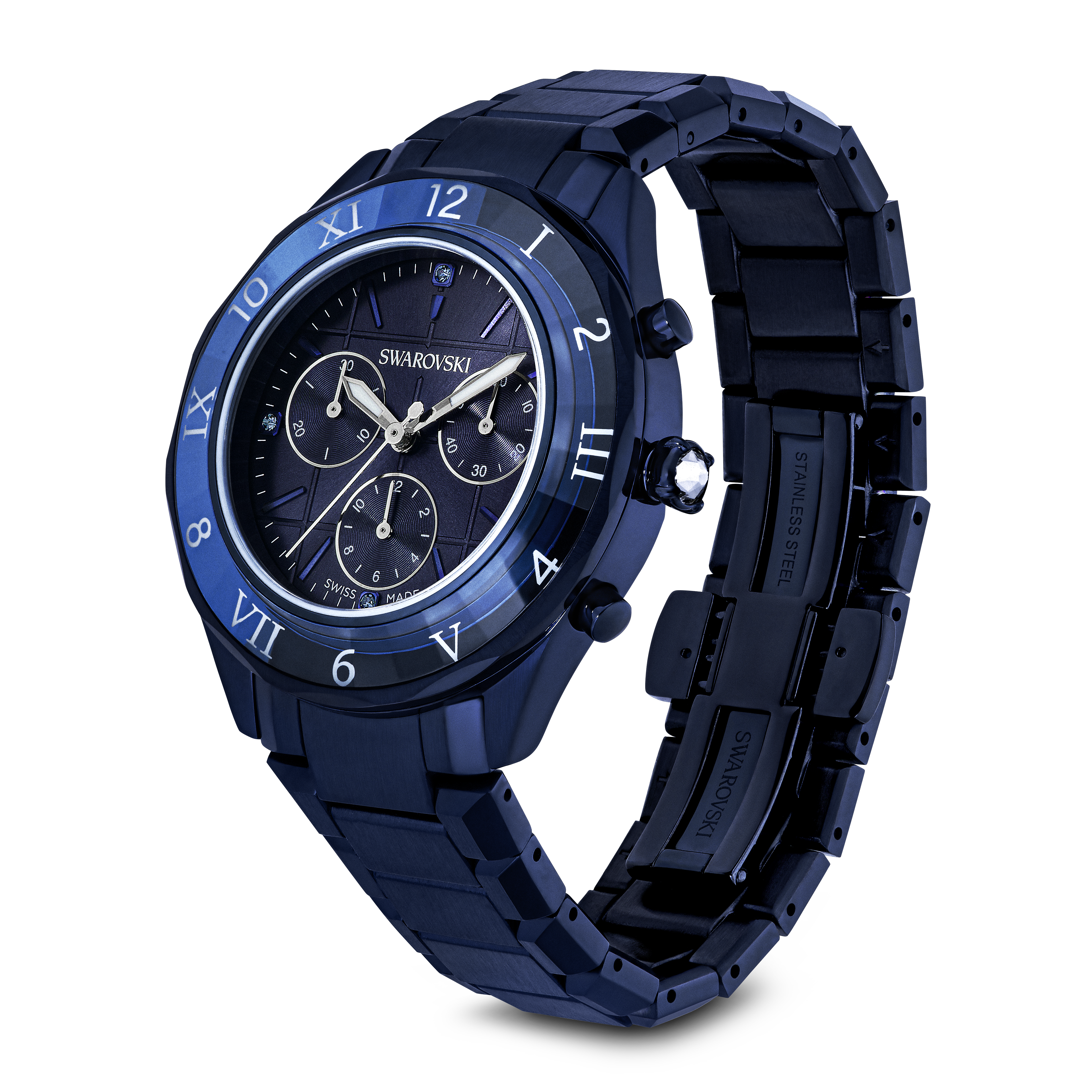 Swarovski Dextera chrono watch, 39mm, Swiss Made, Metal bracelet, Blue, Blue finish 5715457
