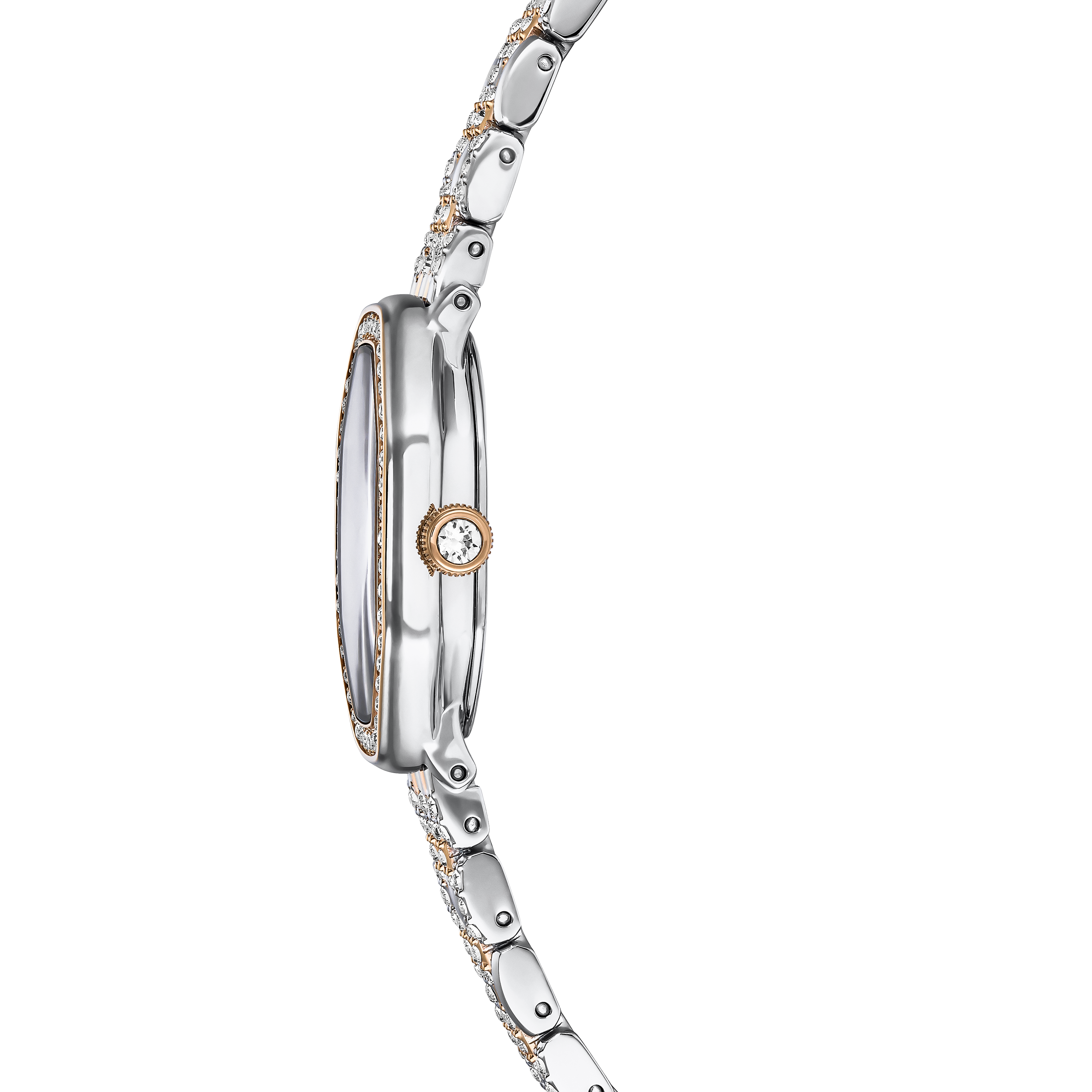 Swarovski Dextera octagon watch, Swiss Made, Metal bracelet, Silver tone, Rose gold-tone finish 5715521