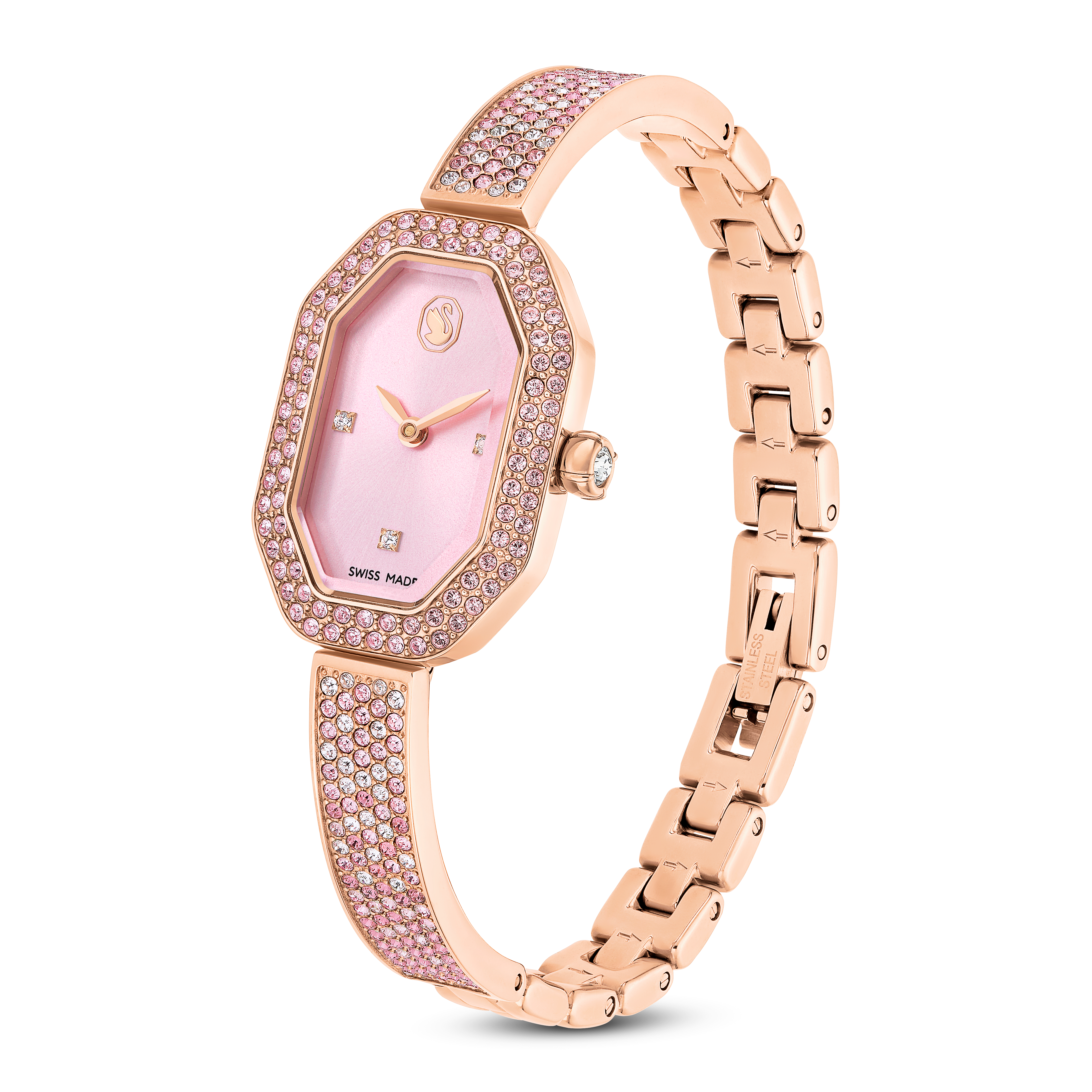 Swarovski Dextera bangle watch, Swiss Made, Metal bracelet, Pink, Rose gold-tone plated 5717588