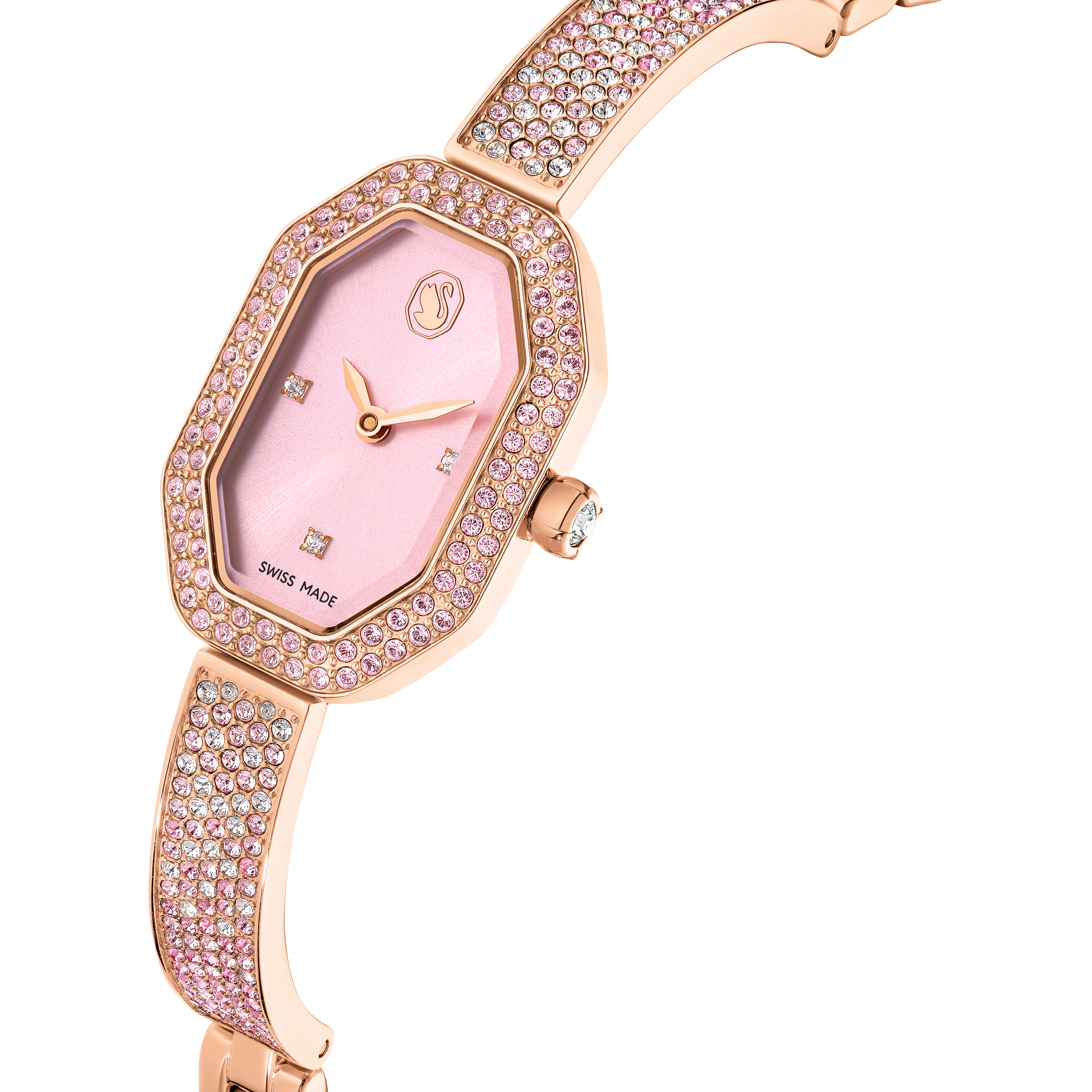 Swarovski Dextera bangle watch, Swiss Made, Metal bracelet, Pink, Rose gold-tone plated 5717588