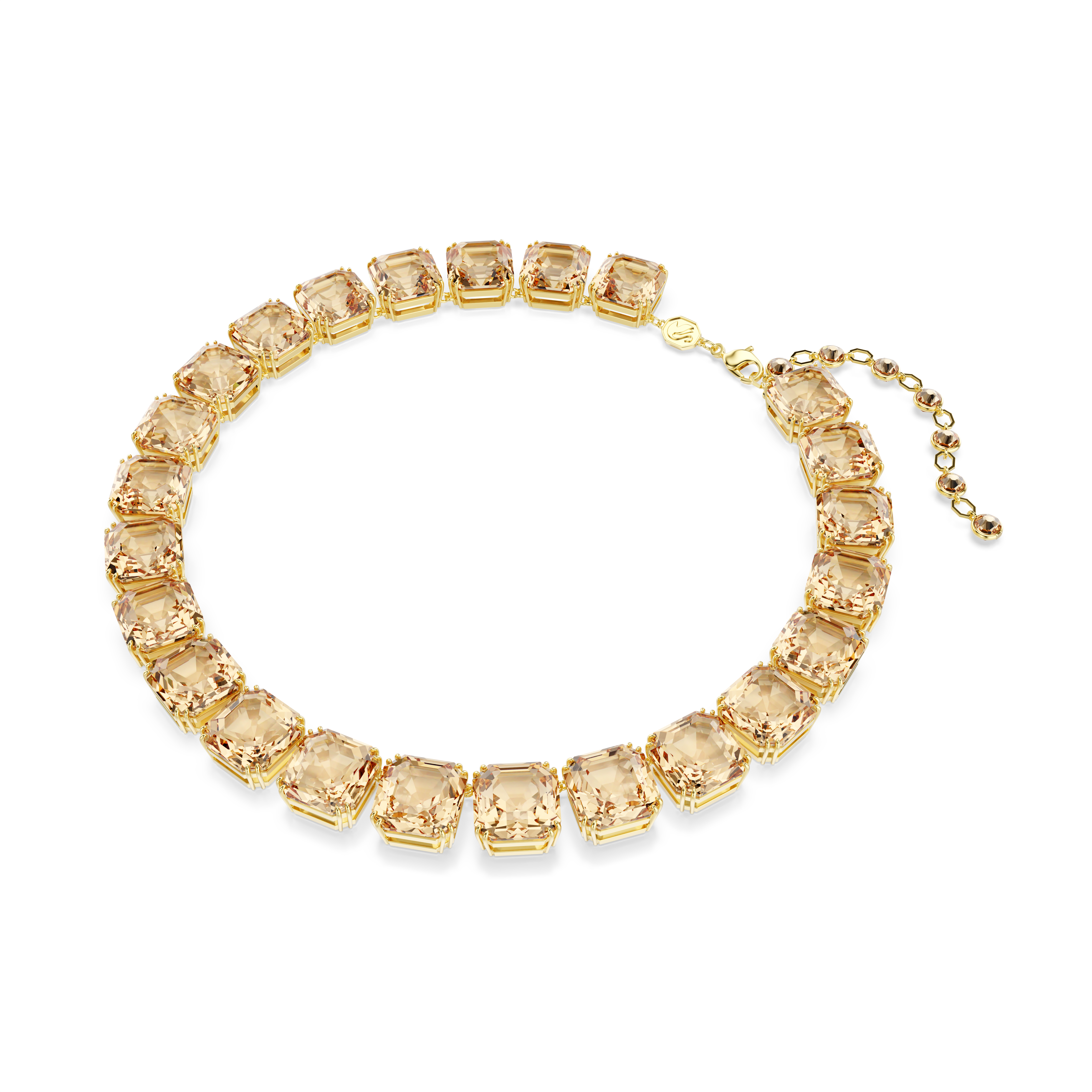 Swarovski Millenia necklace, Octagon cut, Caramel, Gold-tone plated 5718357