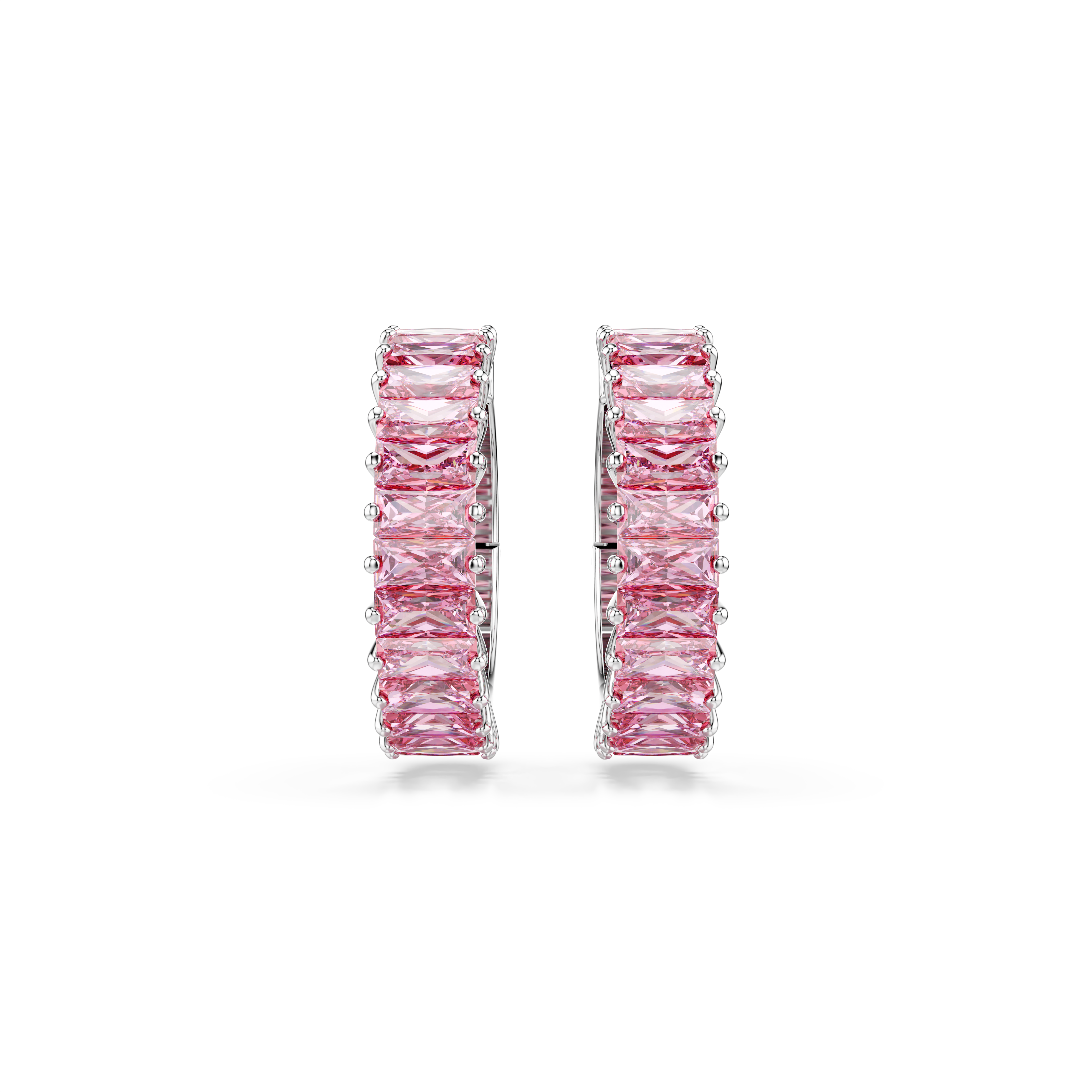 Swarovski Matrix ear cuffs, Baguette cut, Pink, Rhodium plated 5719140