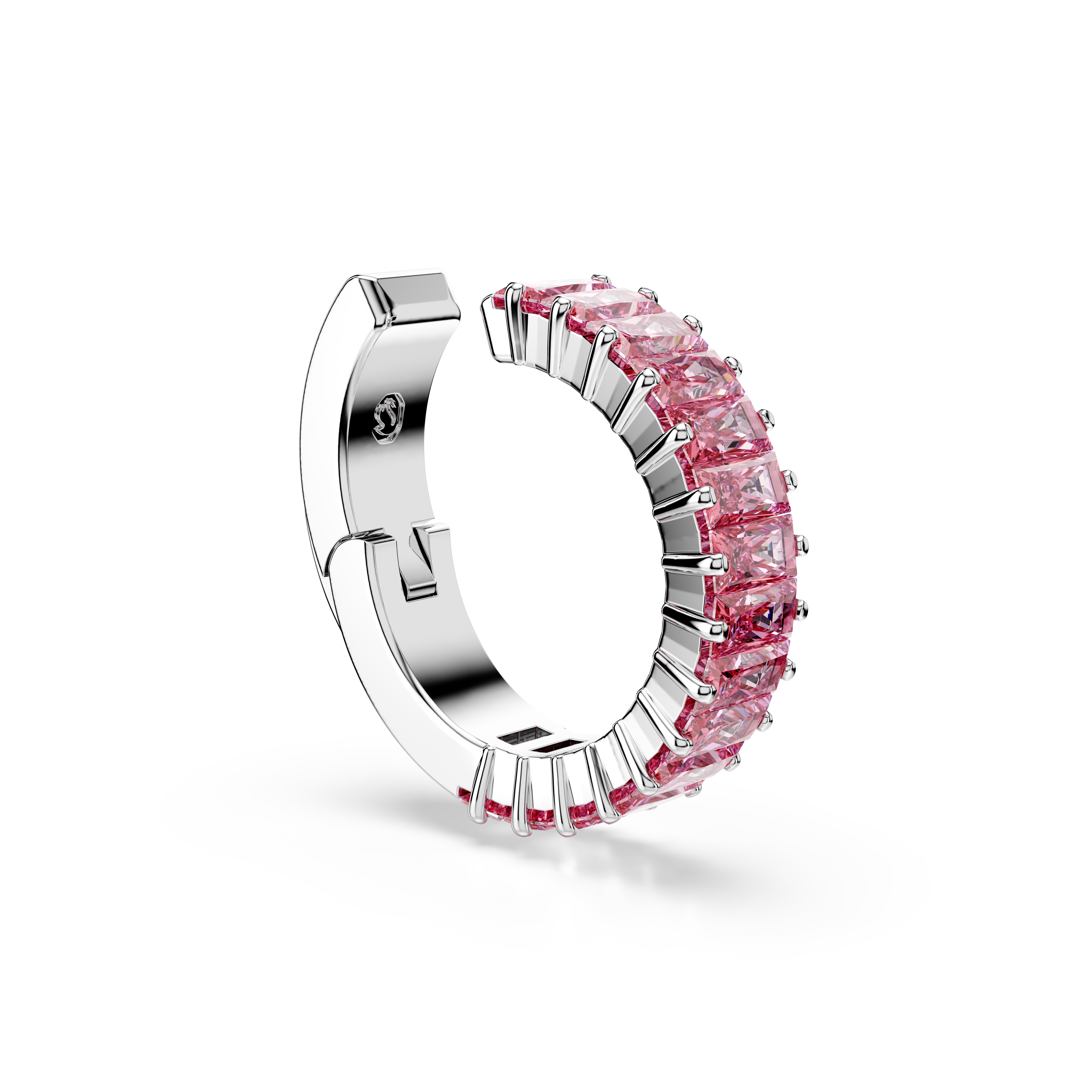 Swarovski Matrix ear cuffs, Baguette cut, Pink, Rhodium plated 5719140