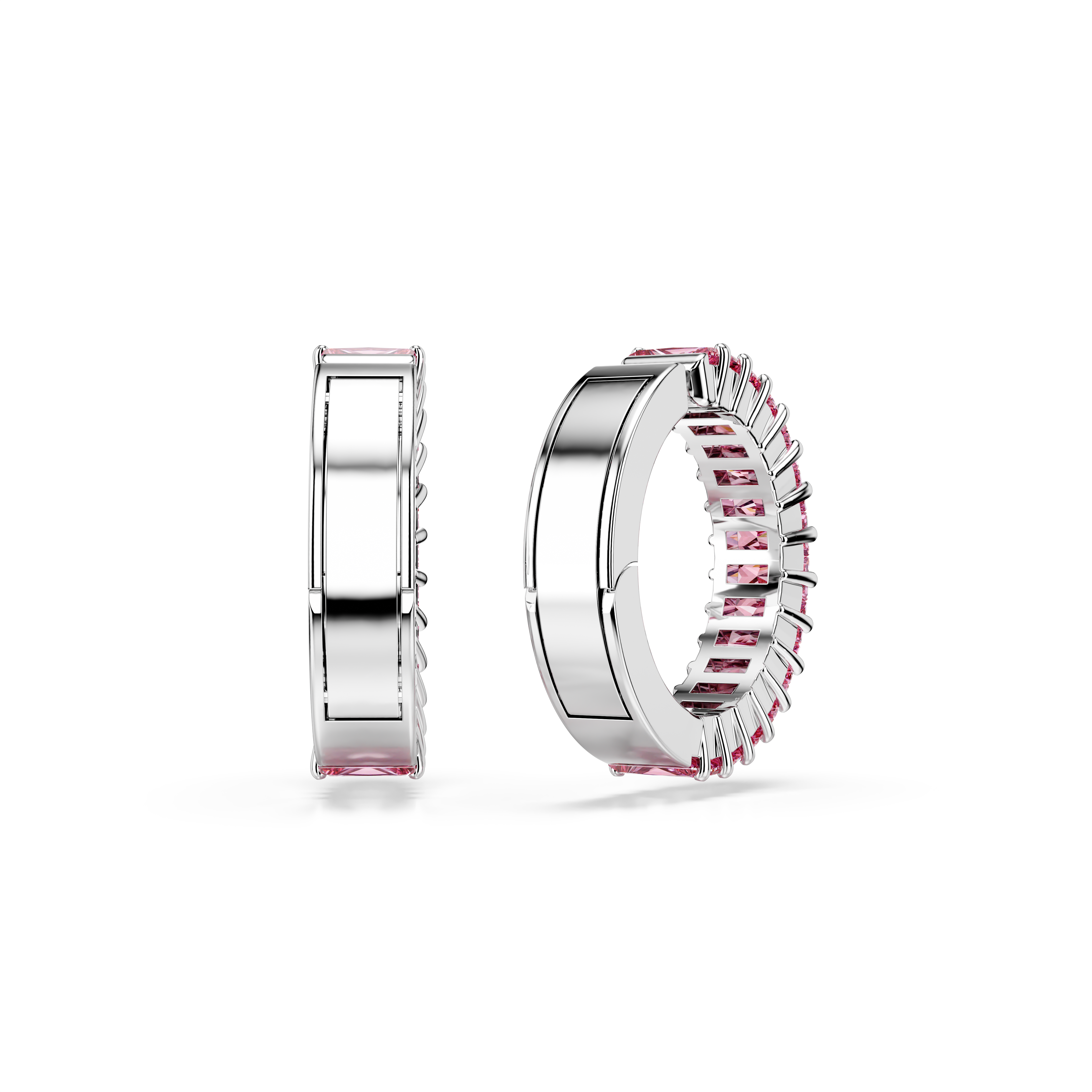 Swarovski Matrix ear cuffs, Baguette cut, Pink, Rhodium plated 5719140