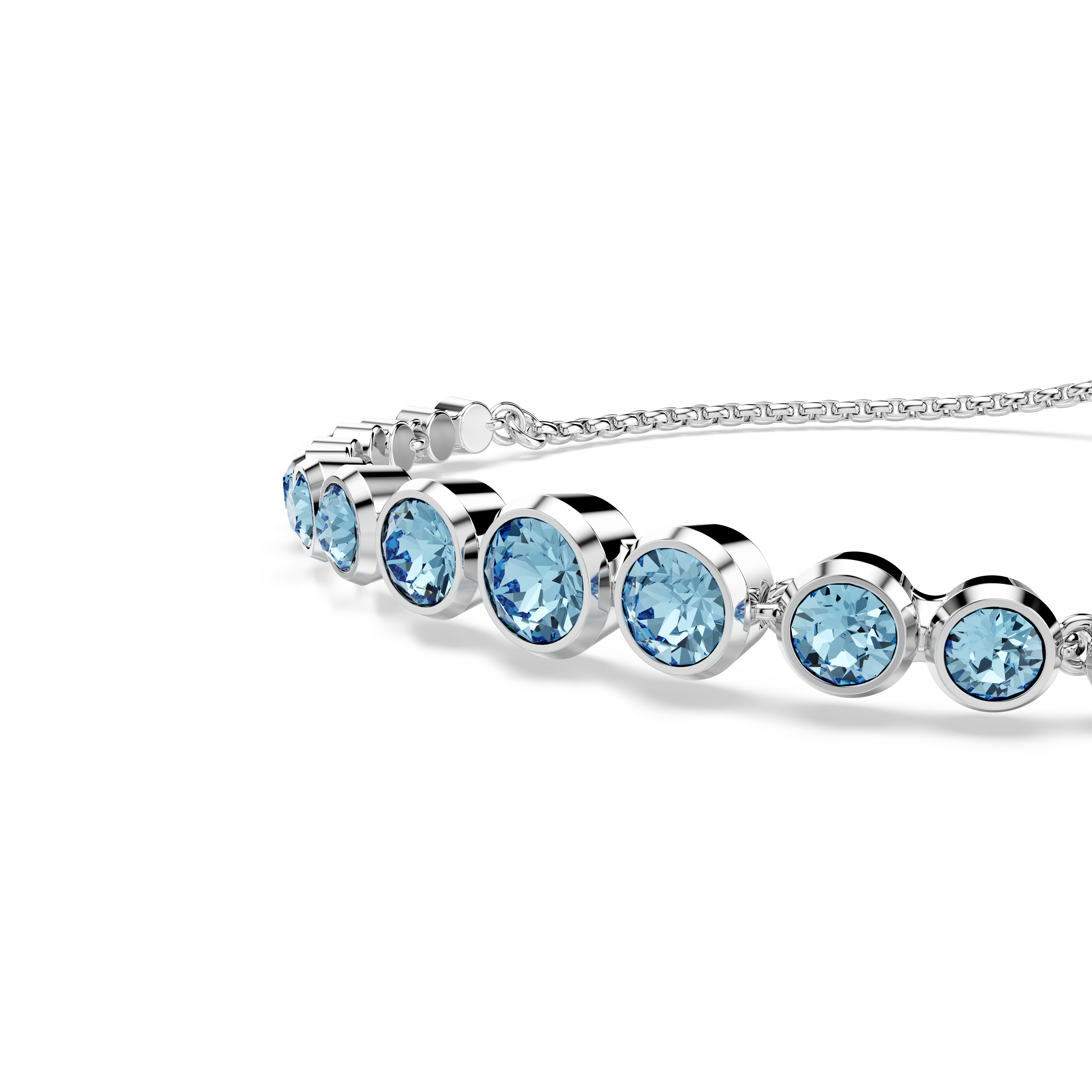 Swarovski Imber Tennis bracelet, Mixed round cuts, Blue, Rhodium plated 5719282