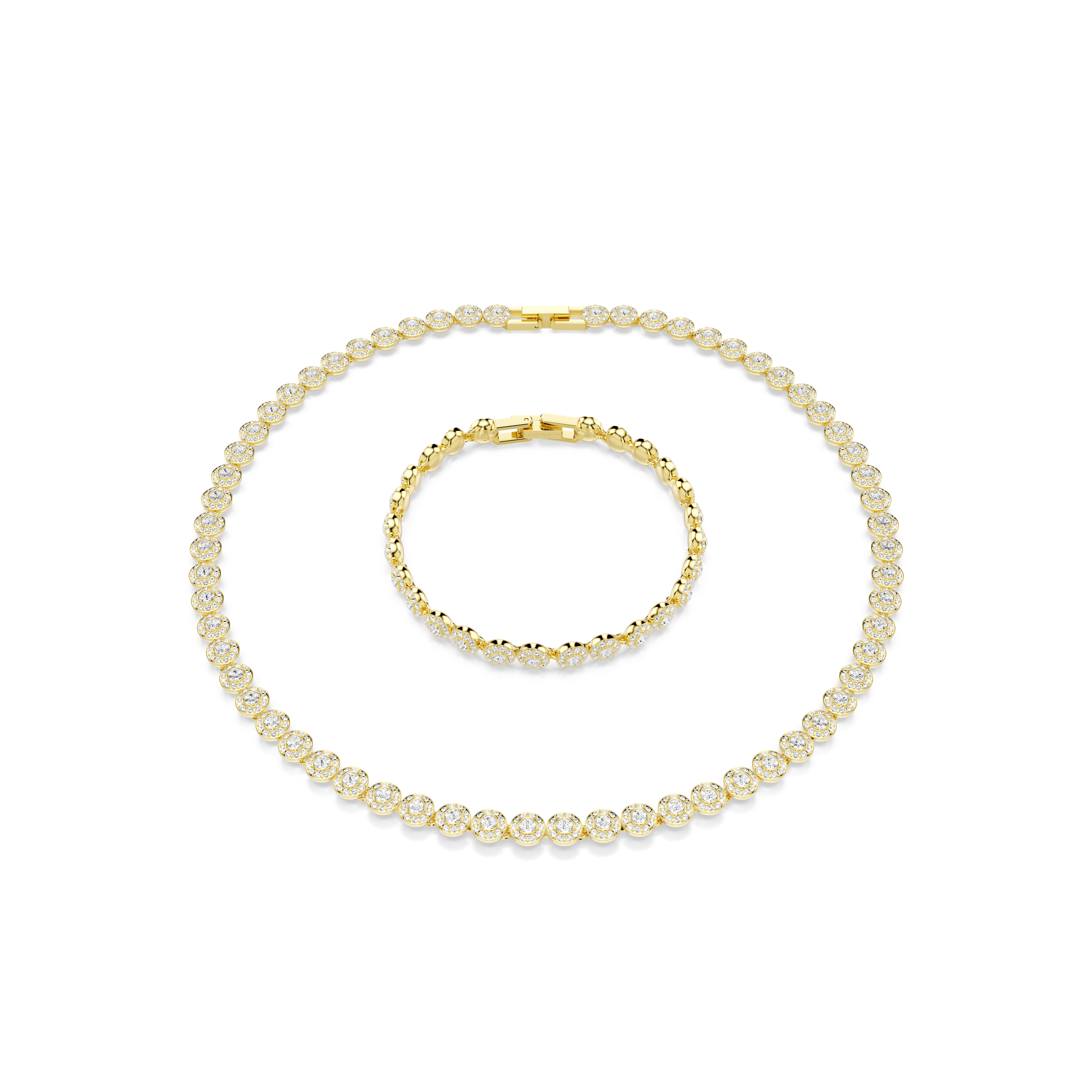 Swarovski Una Angelic set, Round cut, White, Gold-tone plated 5720506