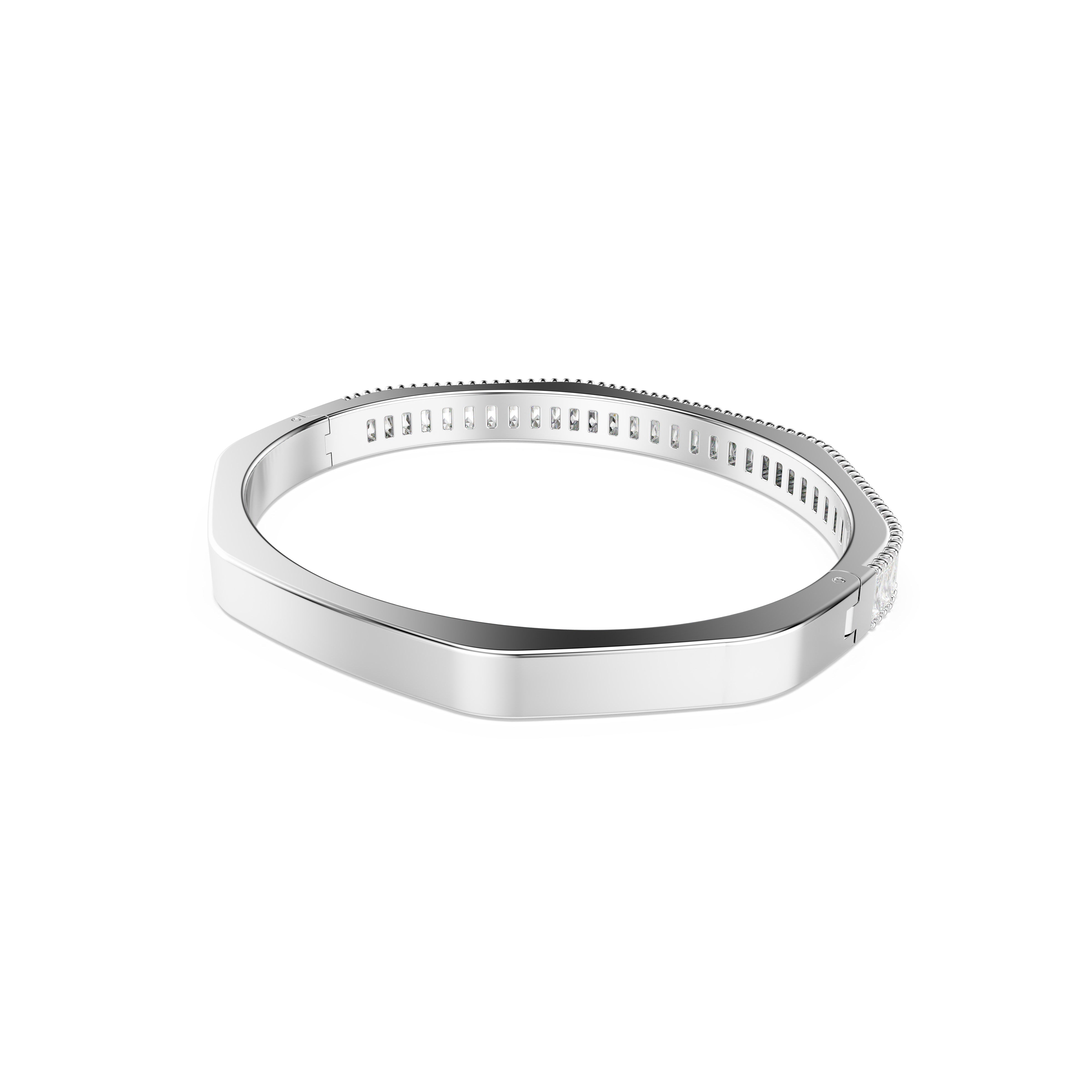 Swarovski Matrix bangle, Baguette cut, Octagon shape, White, Rhodium plated 5720621