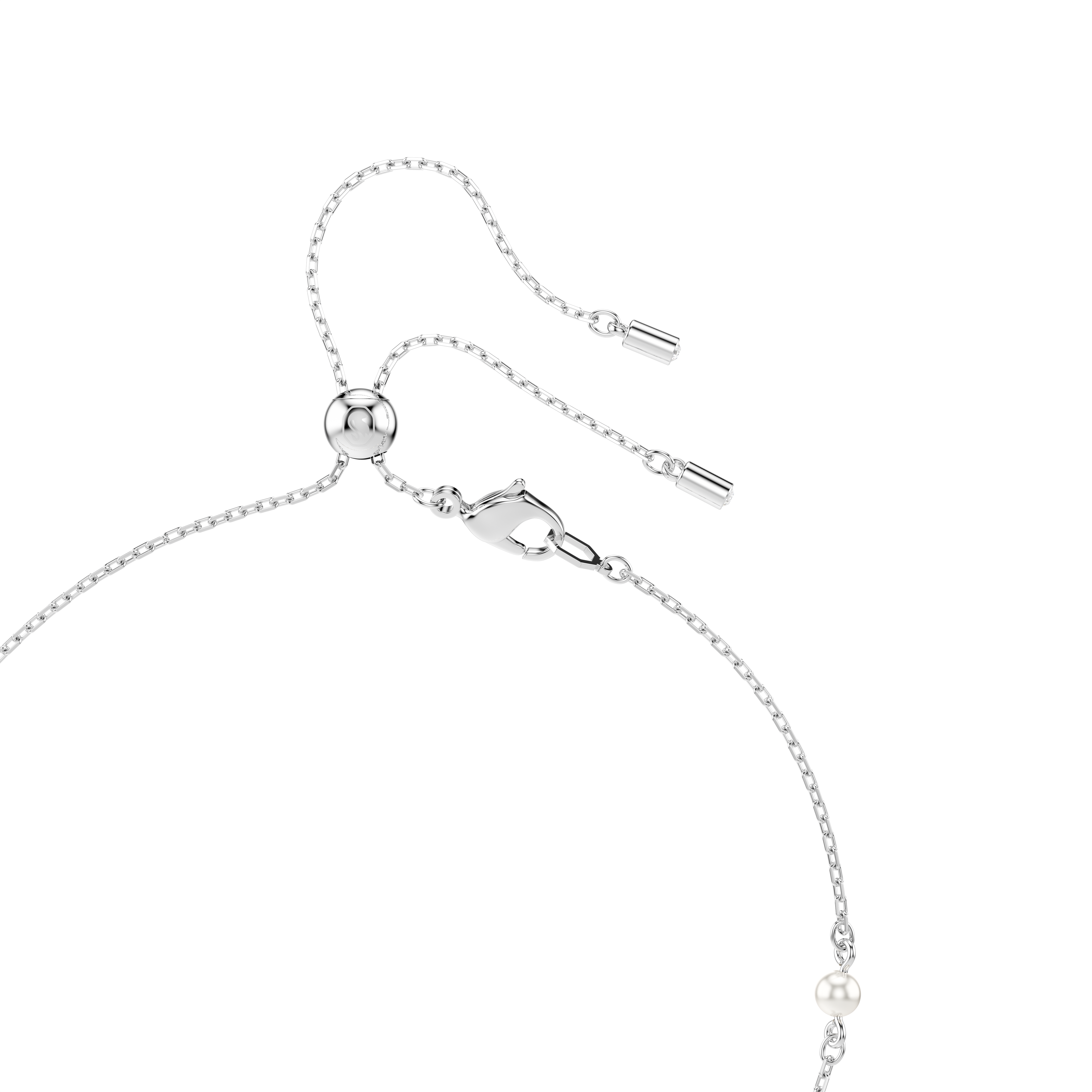 Swarovski Ariana Grande x Swarovski Y necklace, Mixed cuts, Crystal pearl, Heart, White, Rhodium plated 5720855