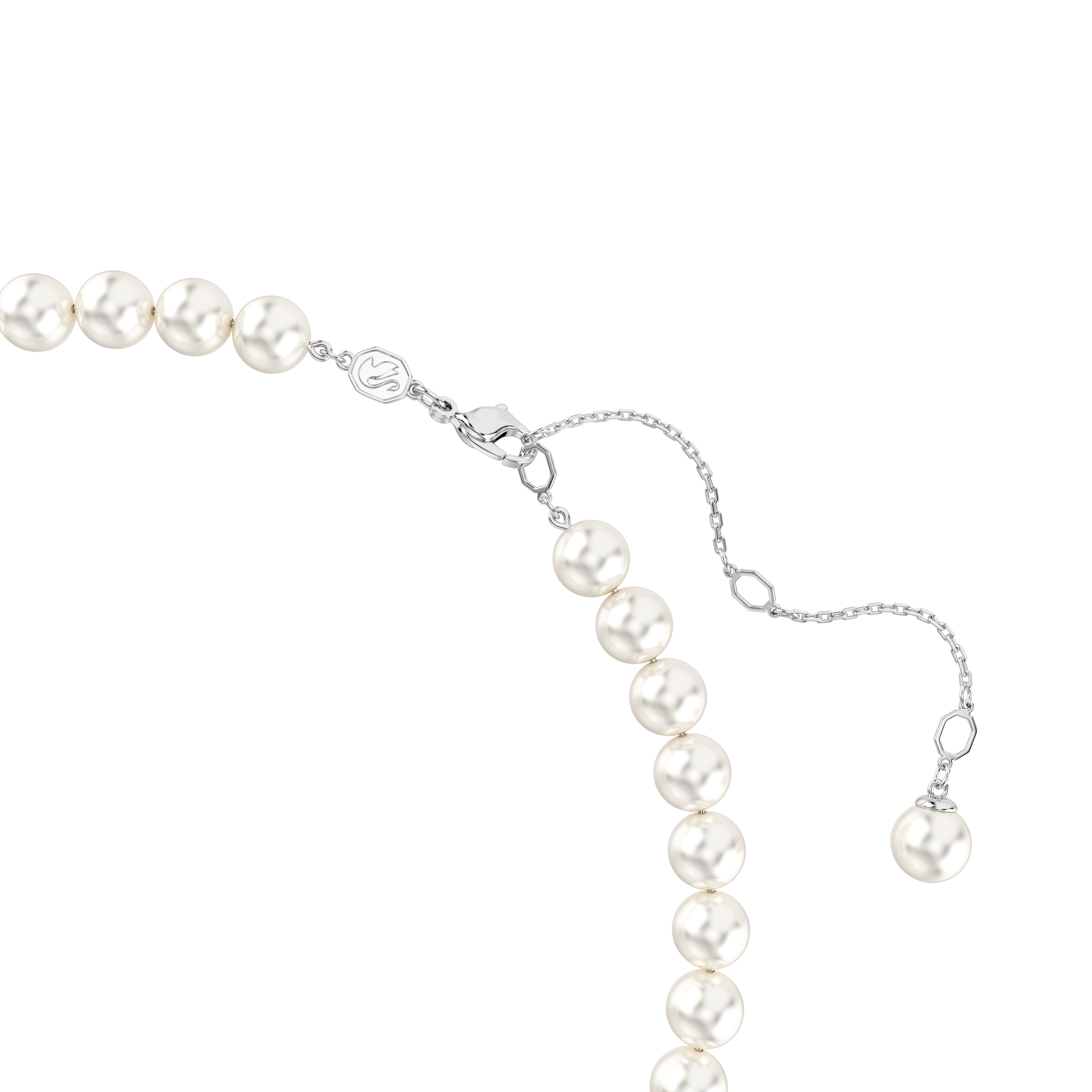 Swarovski Ariana Grande x Swarovski necklace, Crystal pearl, Heart cut, Heart, White, Rhodium plated 5720858