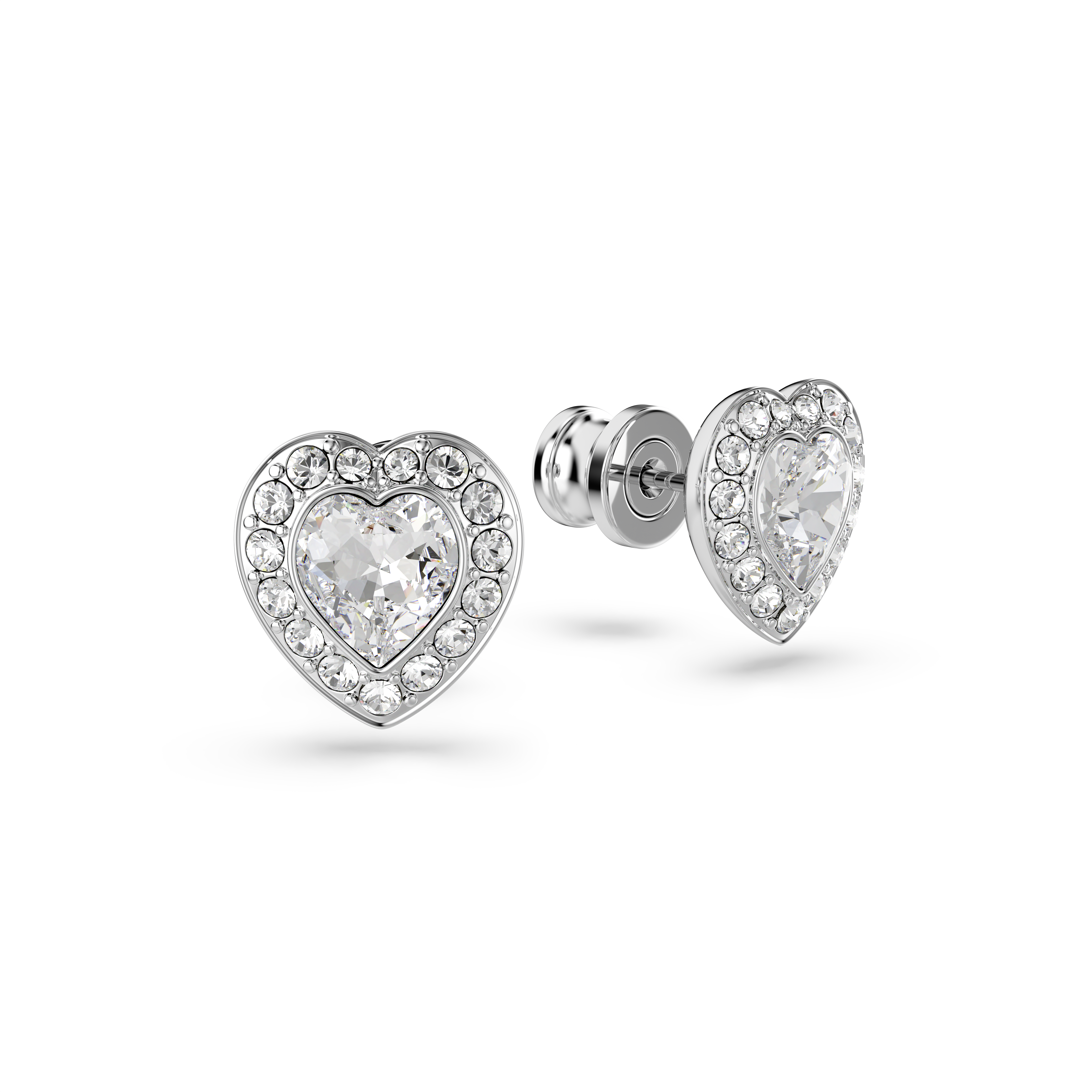 Swarovski Ariana Grande x Swarovski stud earrings, Mixed cuts, Heart, White, Rhodium plated 5720859