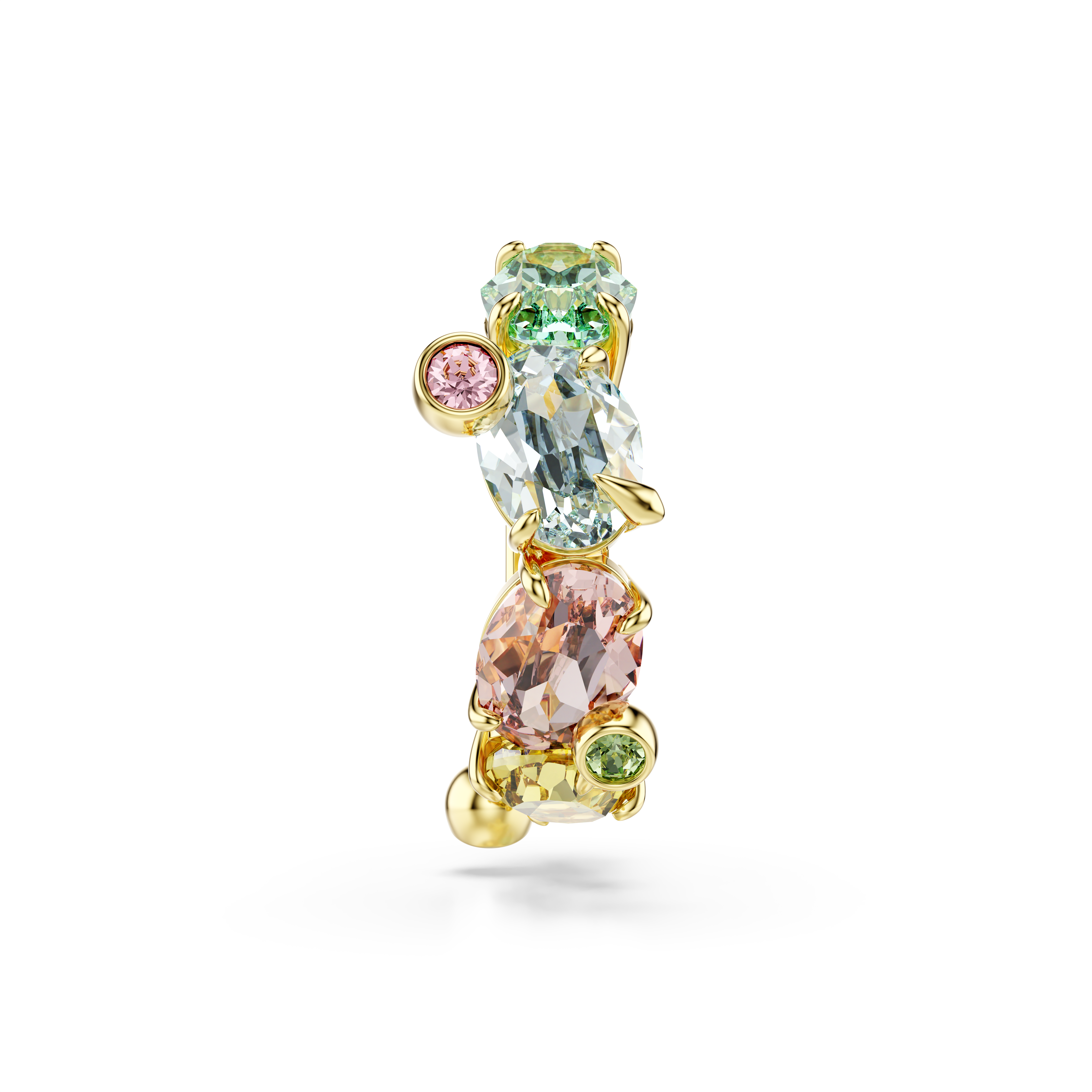 Swarovski Gema ear cuff, Single, Mixed cuts, Multicolored, Gold-tone plated 5720903