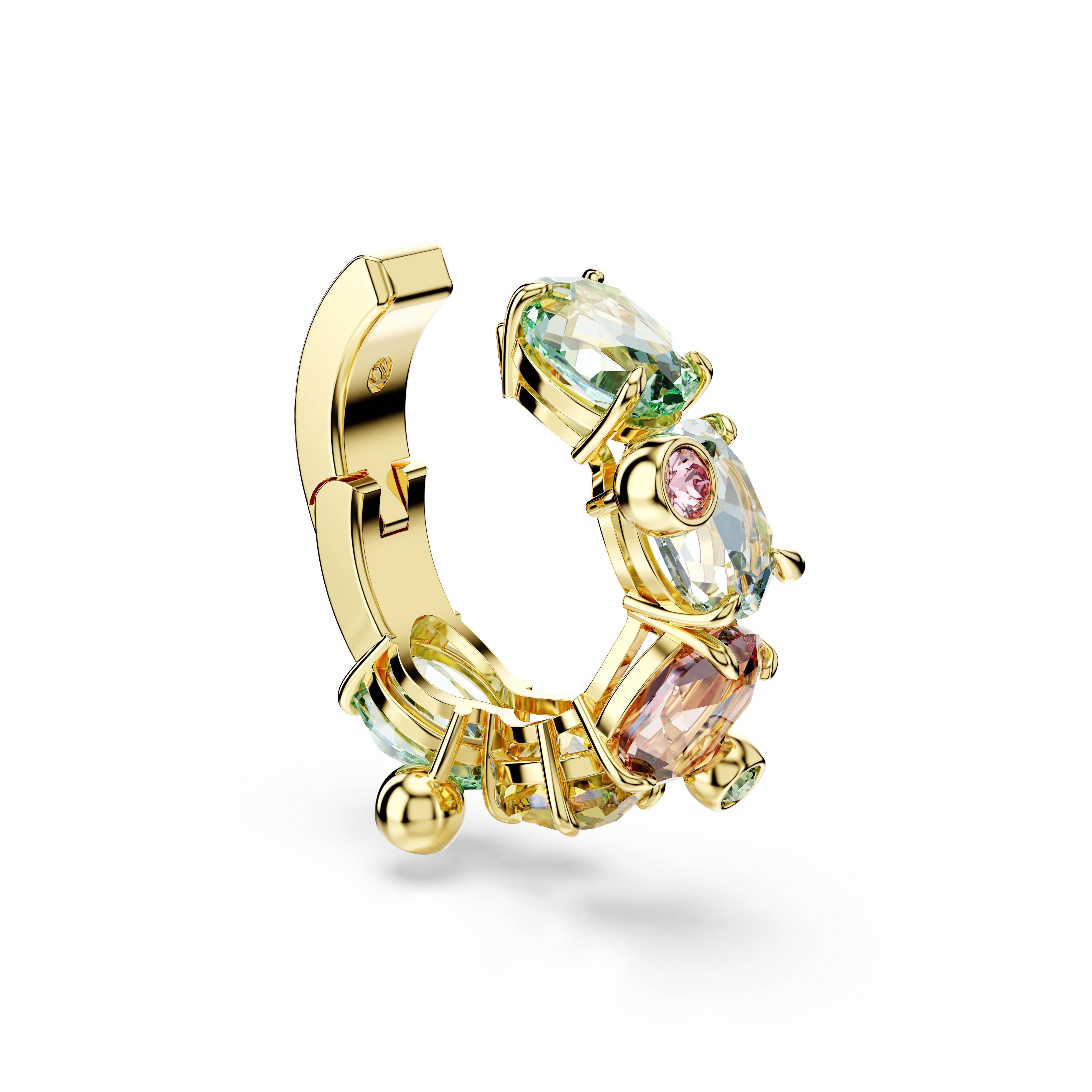 Swarovski Gema ear cuff, Single, Mixed cuts, Multicolored, Gold-tone plated 5720903