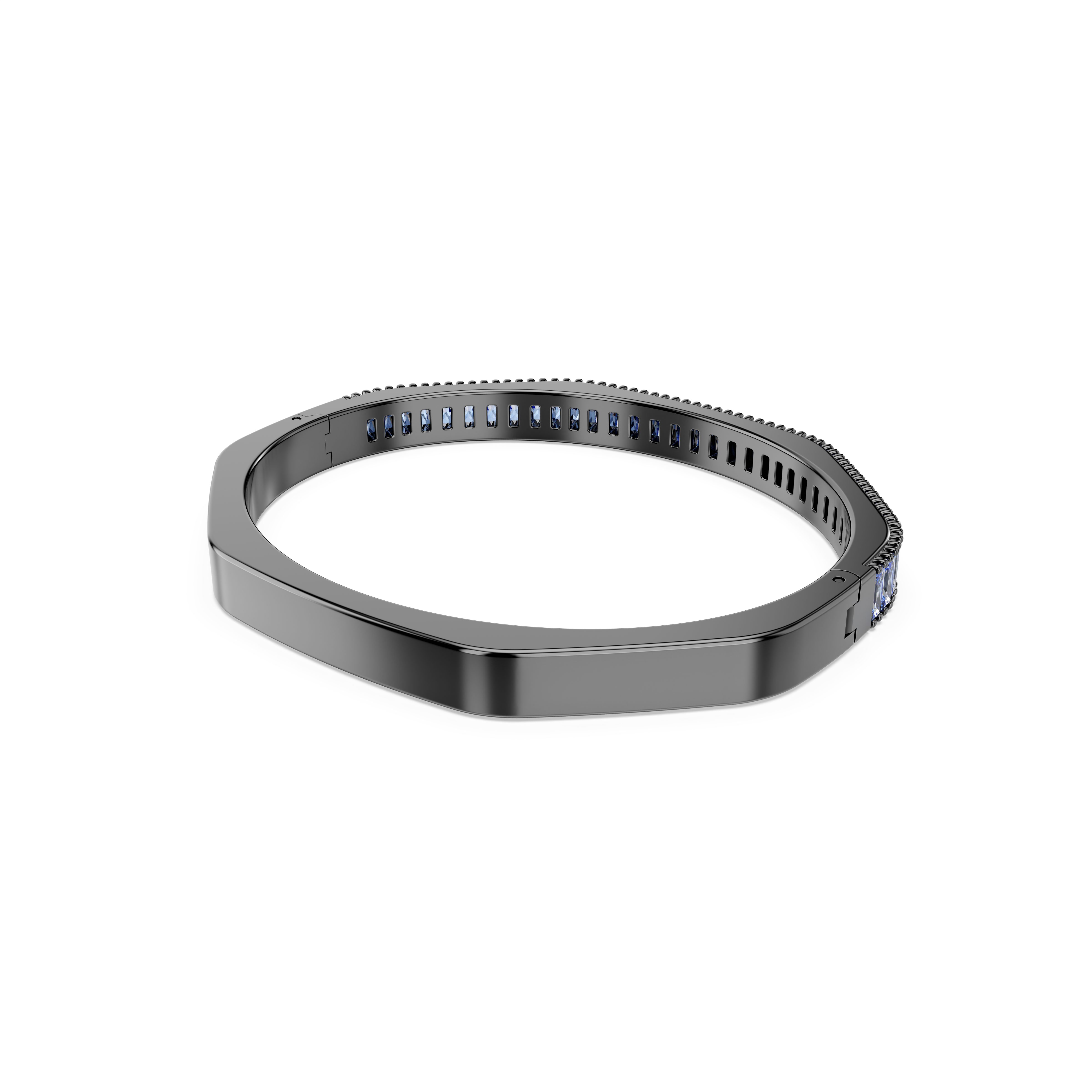 Swarovski Matrix bangle, Baguette cut, Octagon shape, Blue, Ruthenium plated 5721177