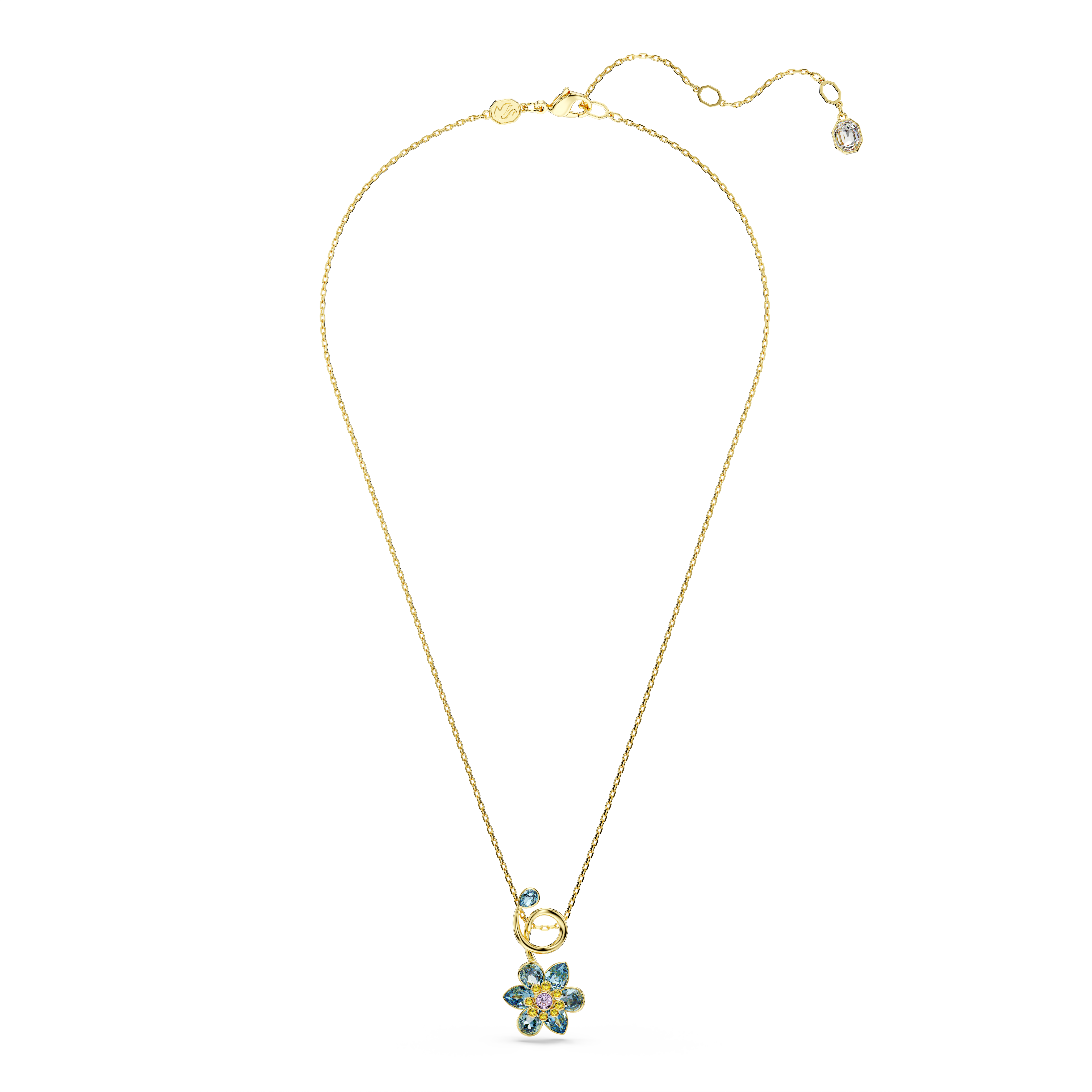 Swarovski Idyllia pendant, Mixed cuts, Flower, Blue, Gold-tone plated 5721326