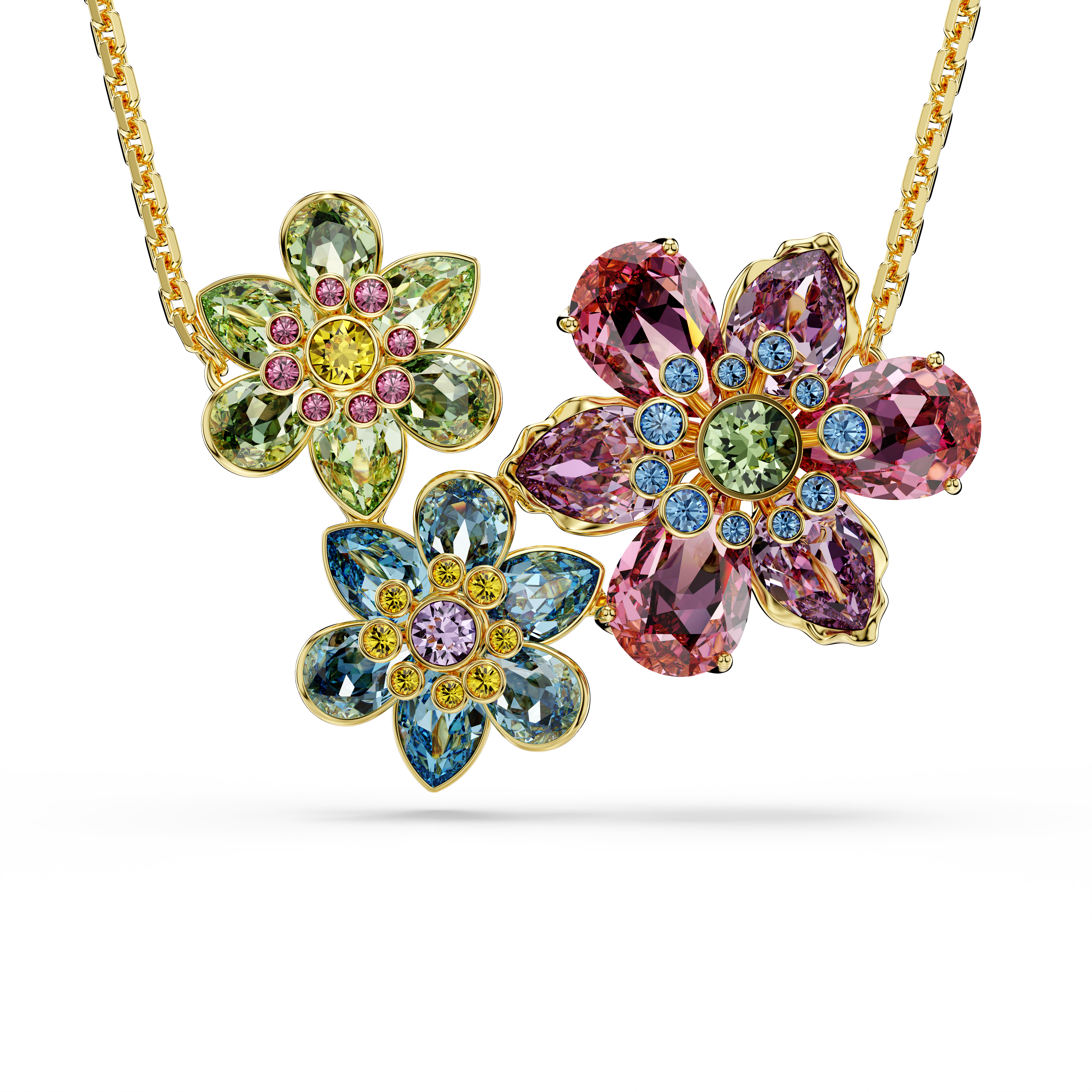 Swarovski Idyllia pendant, Mixed cuts, Flower, Multicolored, Gold-tone plated 5721668