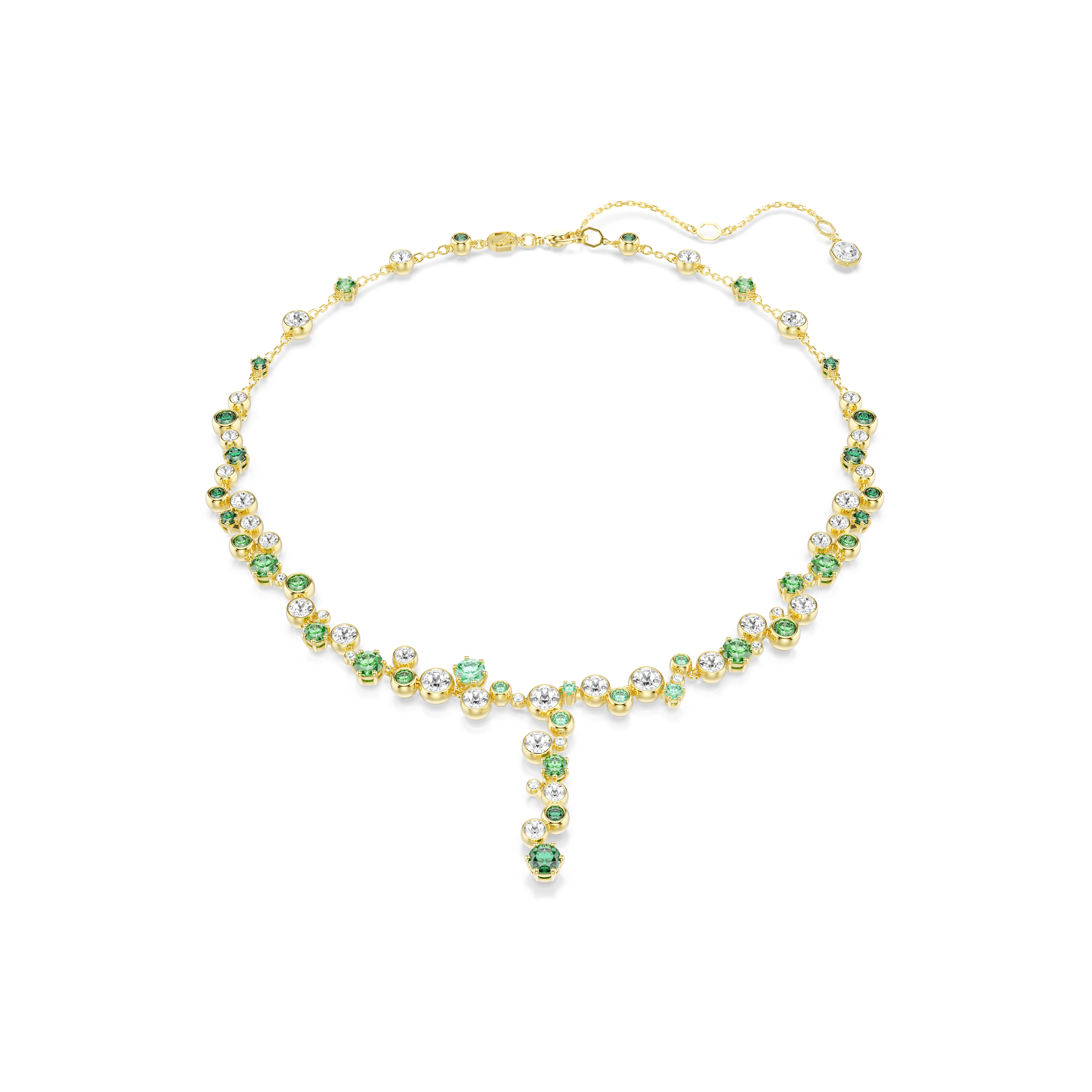 Swarovski Constella Y necklace, Mixed cuts, Green, Gold-tone plated 5722474