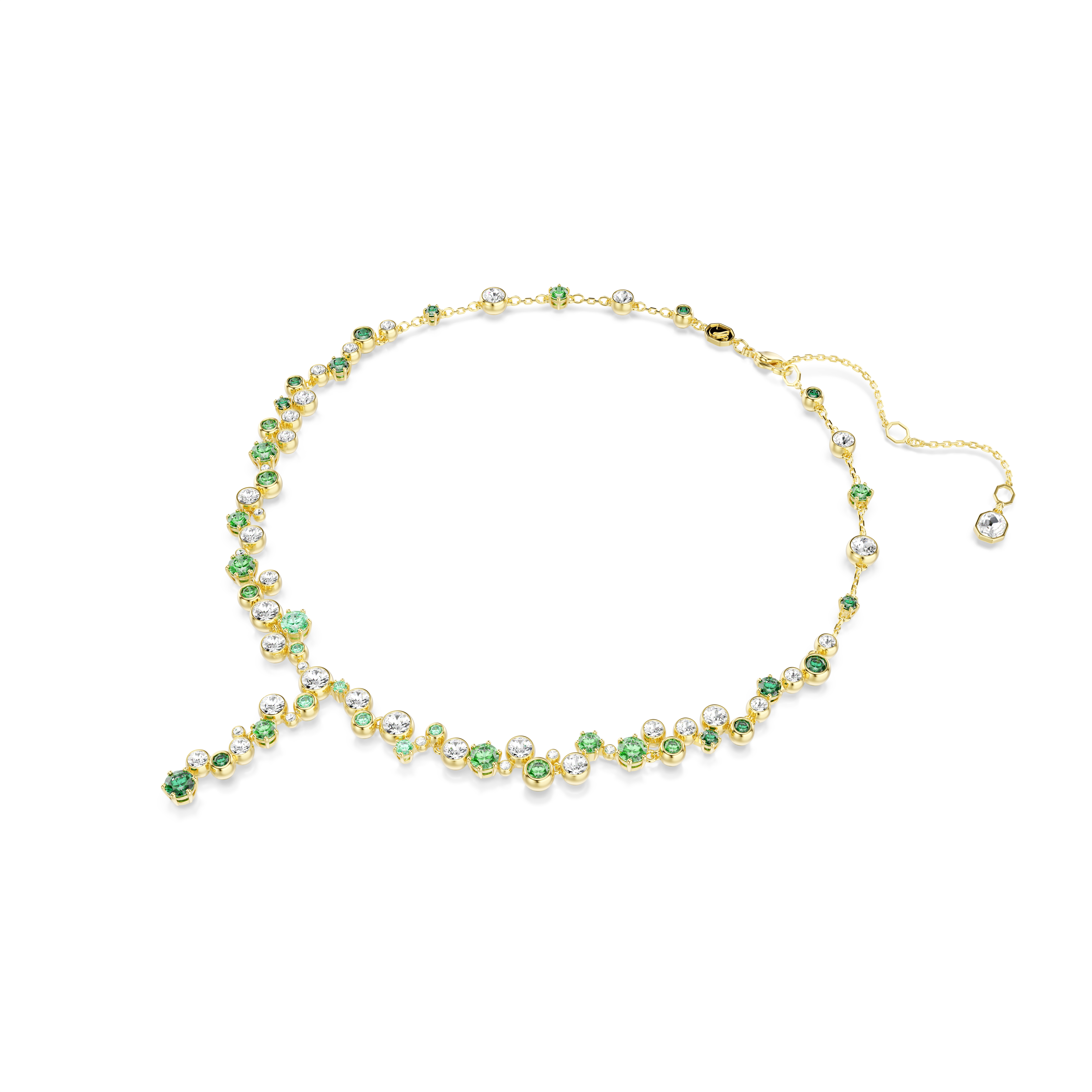 Swarovski Constella Y necklace, Mixed cuts, Green, Gold-tone plated 5722474