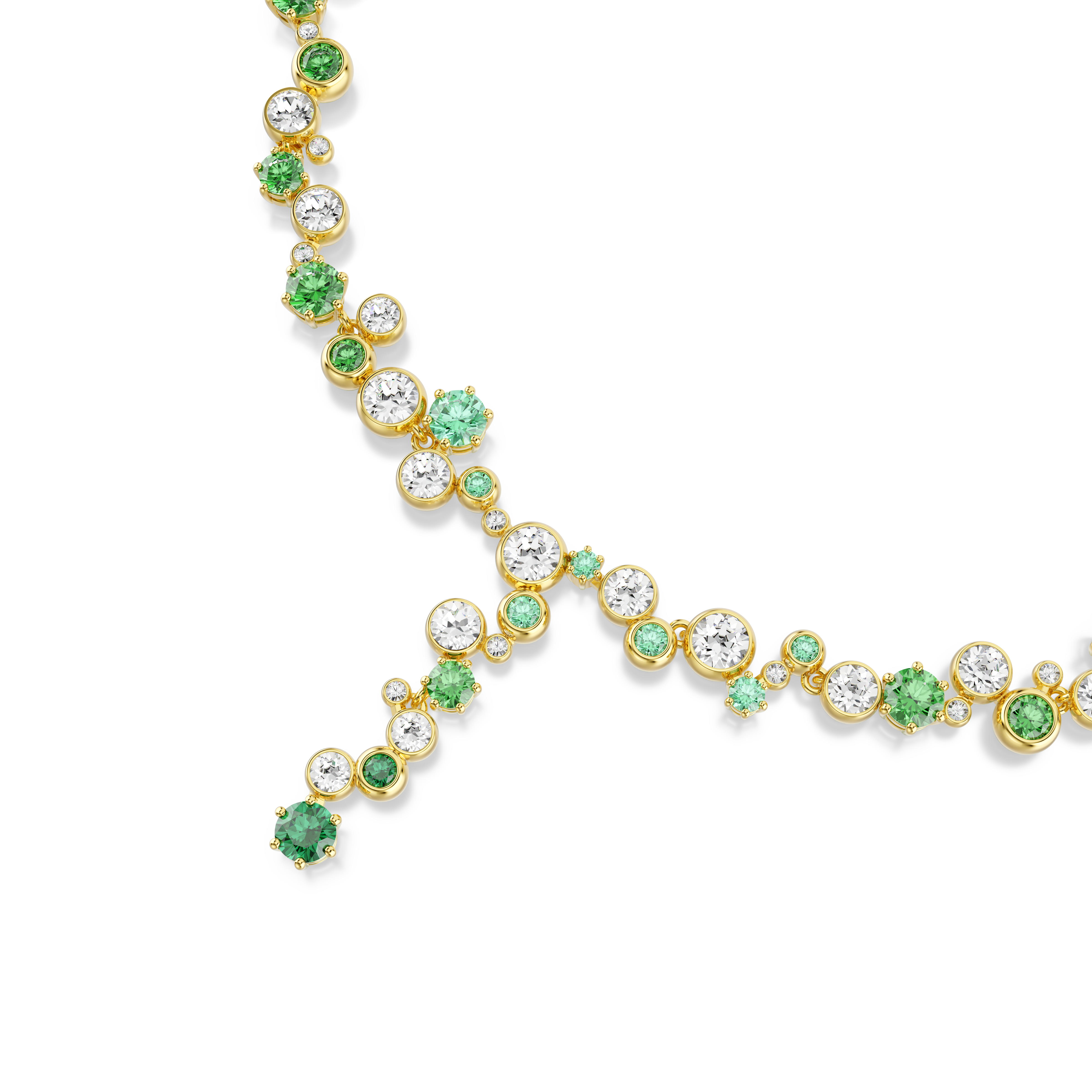 Swarovski Constella Y necklace, Mixed cuts, Green, Gold-tone plated 5722474