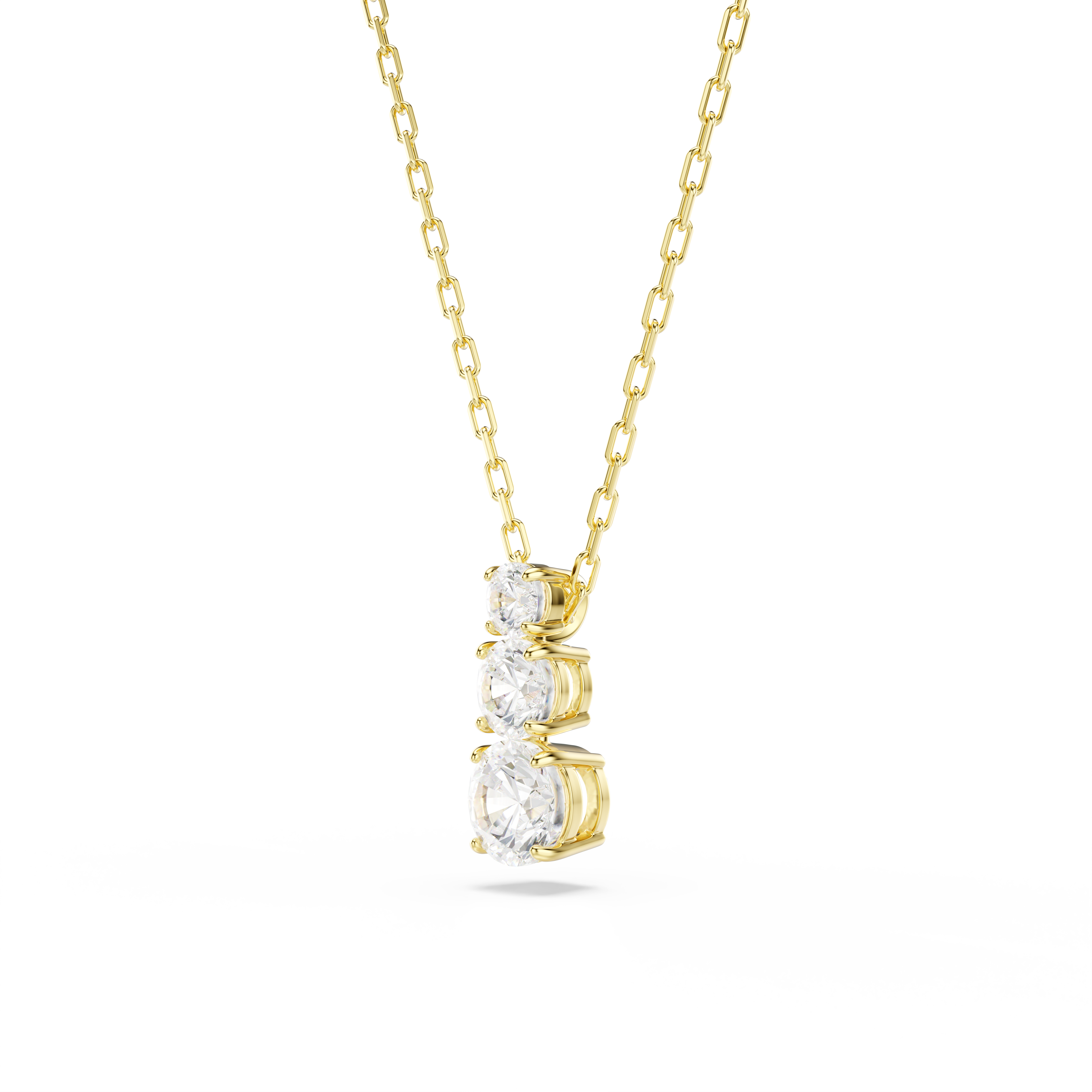 Swarovski Stilla Attract pendant, Round cut, White, Gold-tone plated 5723298