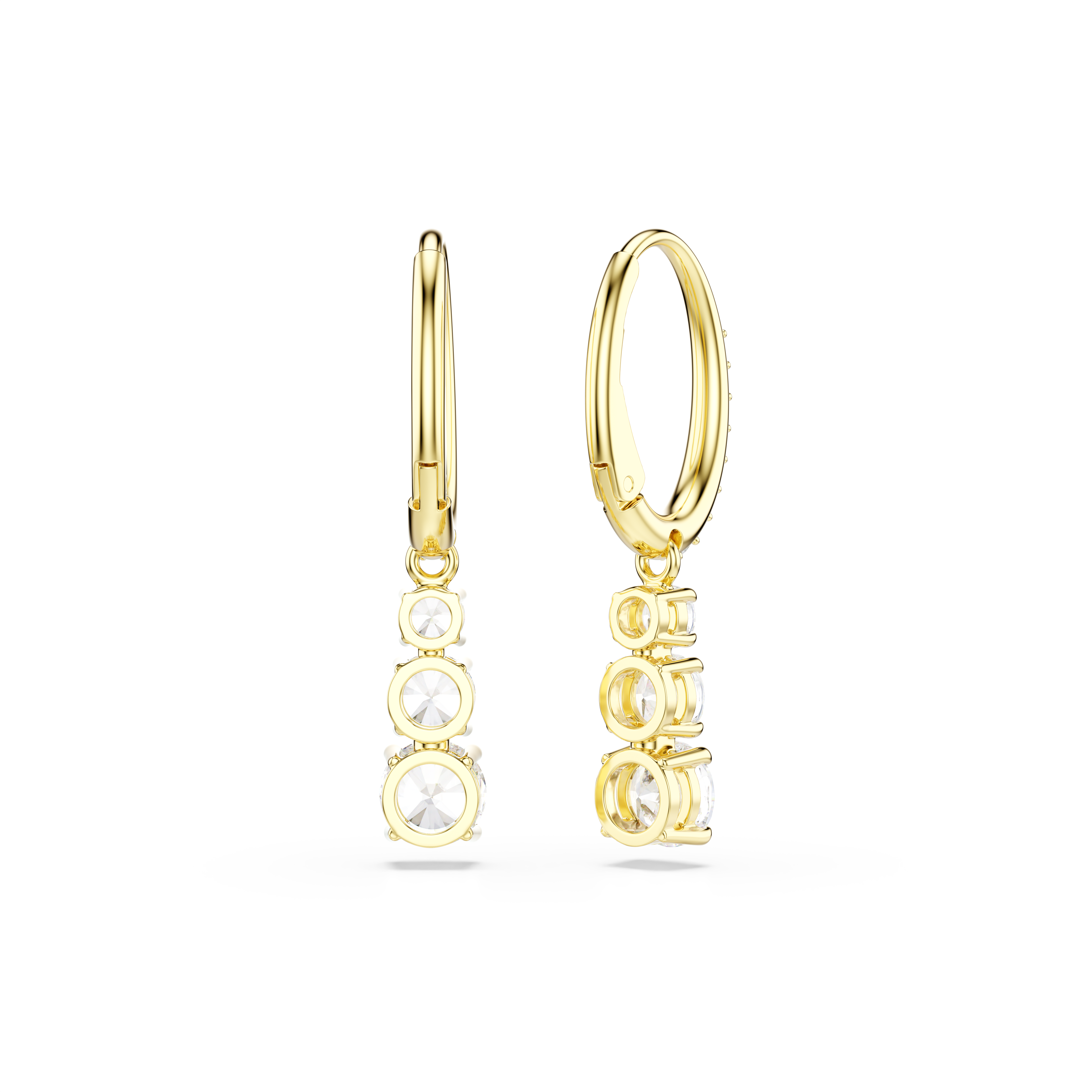 Swarovski Stilla Attract hoop earrings, Round cut, White, Gold-tone plated 5723300