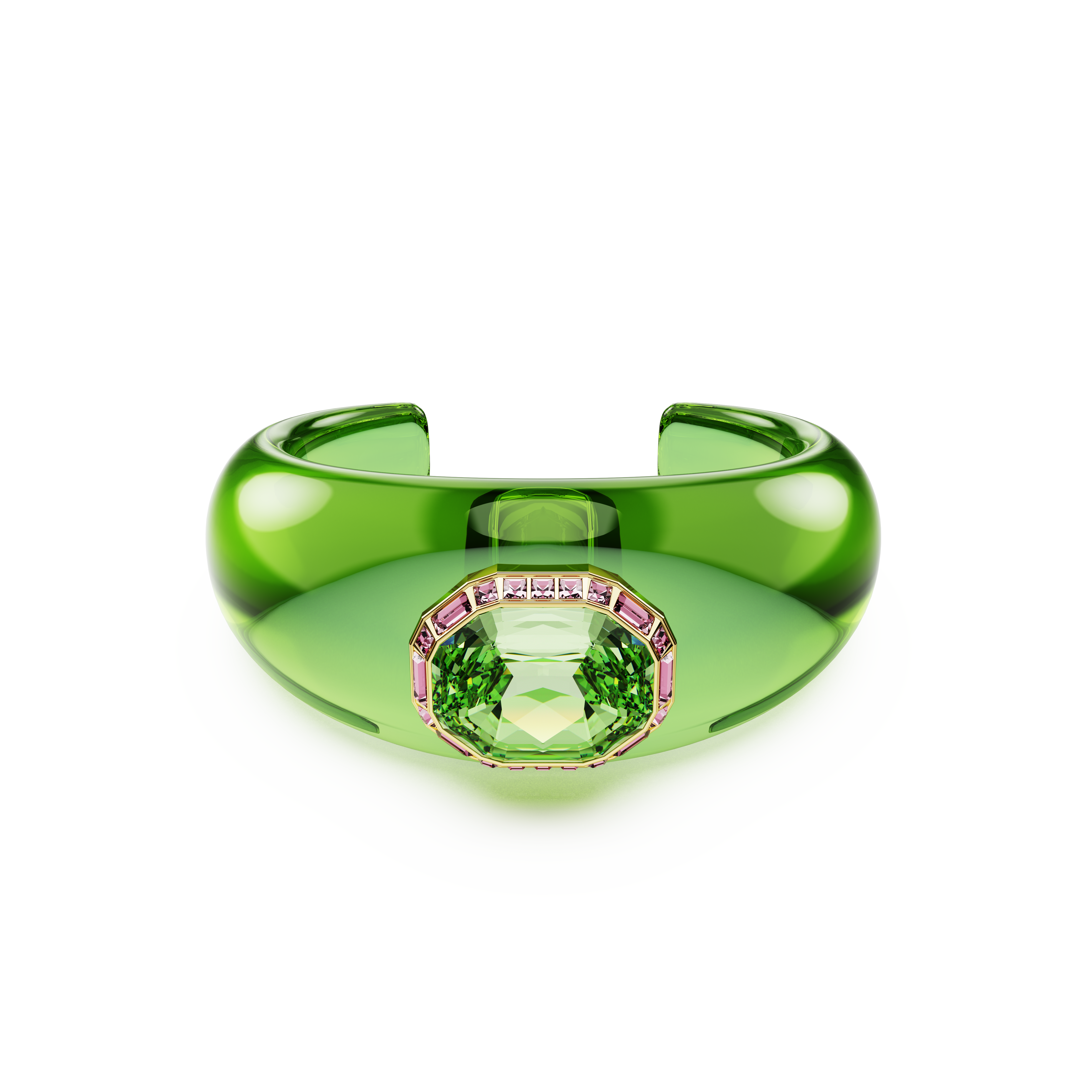 Swarovski Dulcis cuff, Octagon cut, Green, Gold-tone plated 5723512